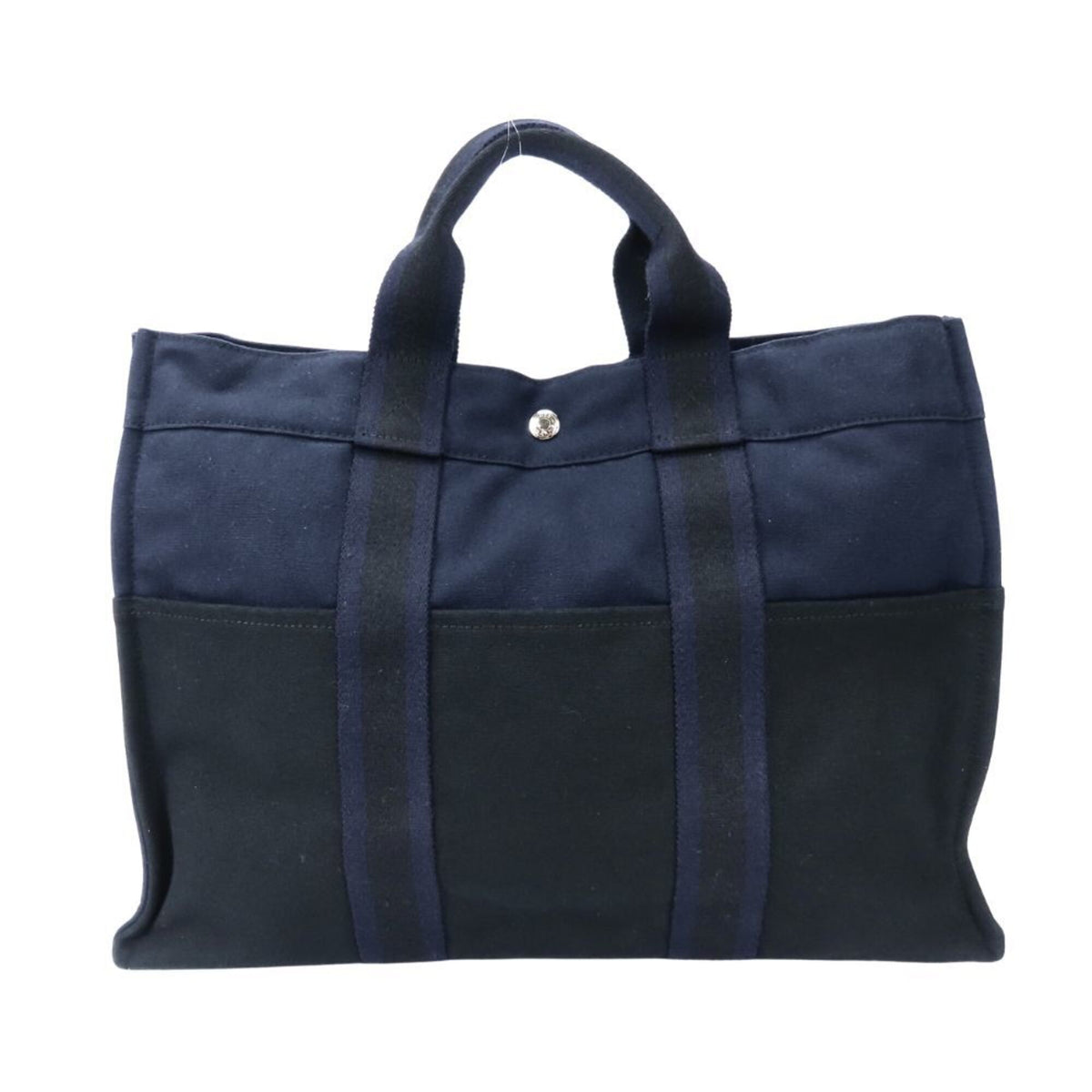 Hermes Black Navy Canvas Tote Bag (Pre-Owned)