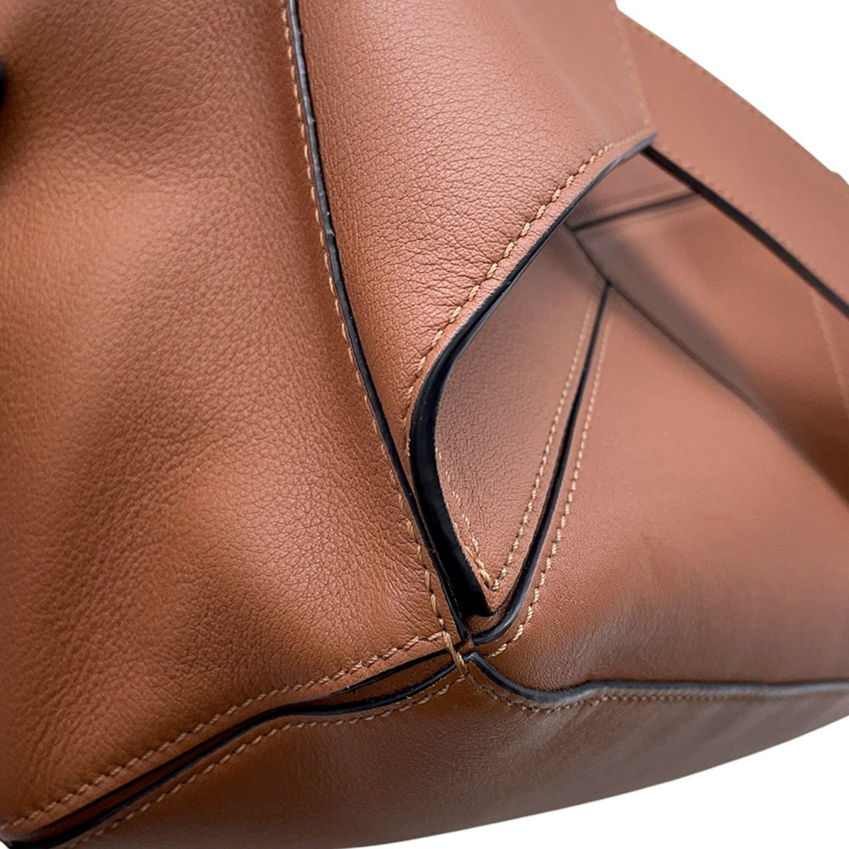 Loewe Puzzle Brown Leather Handbag Sling Bag (Pre-Owned)