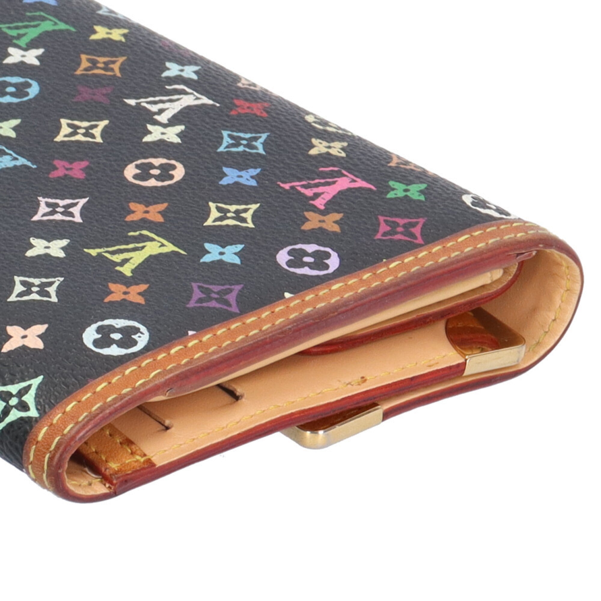 Louis Vuitton Black Noir Monogram Multicolore Long Wallet (Bi-Fold) (Pre-Owned)
