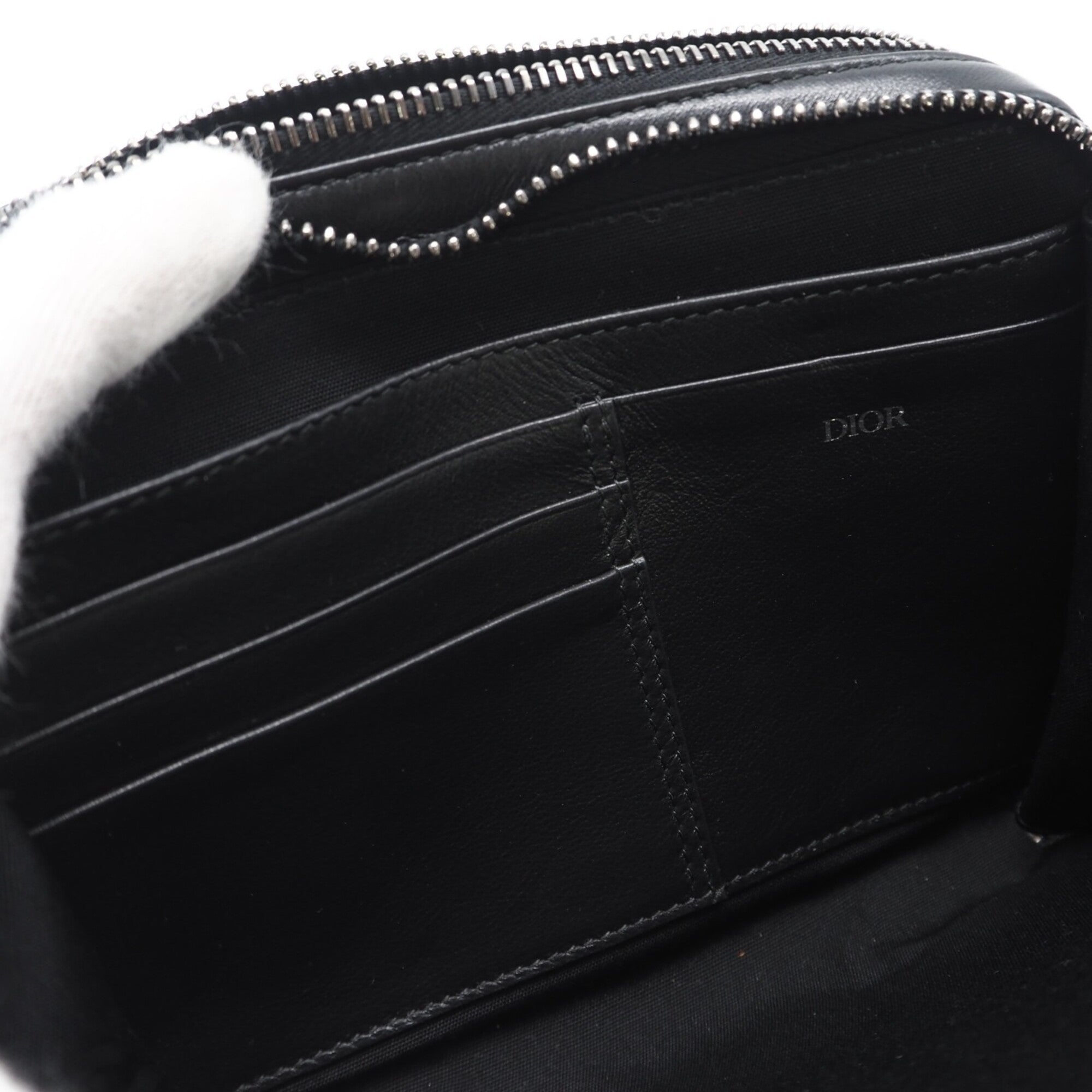 Christian Dior Black Gray Coated Canvas Leather Shoulder Bag (Pre-Owned)