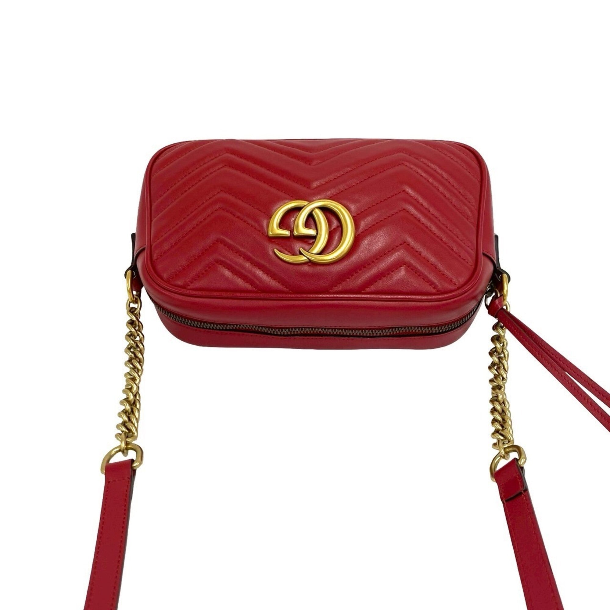 Gucci Red Color Leather Pochette Shoulder Bag (Pre-Owned)