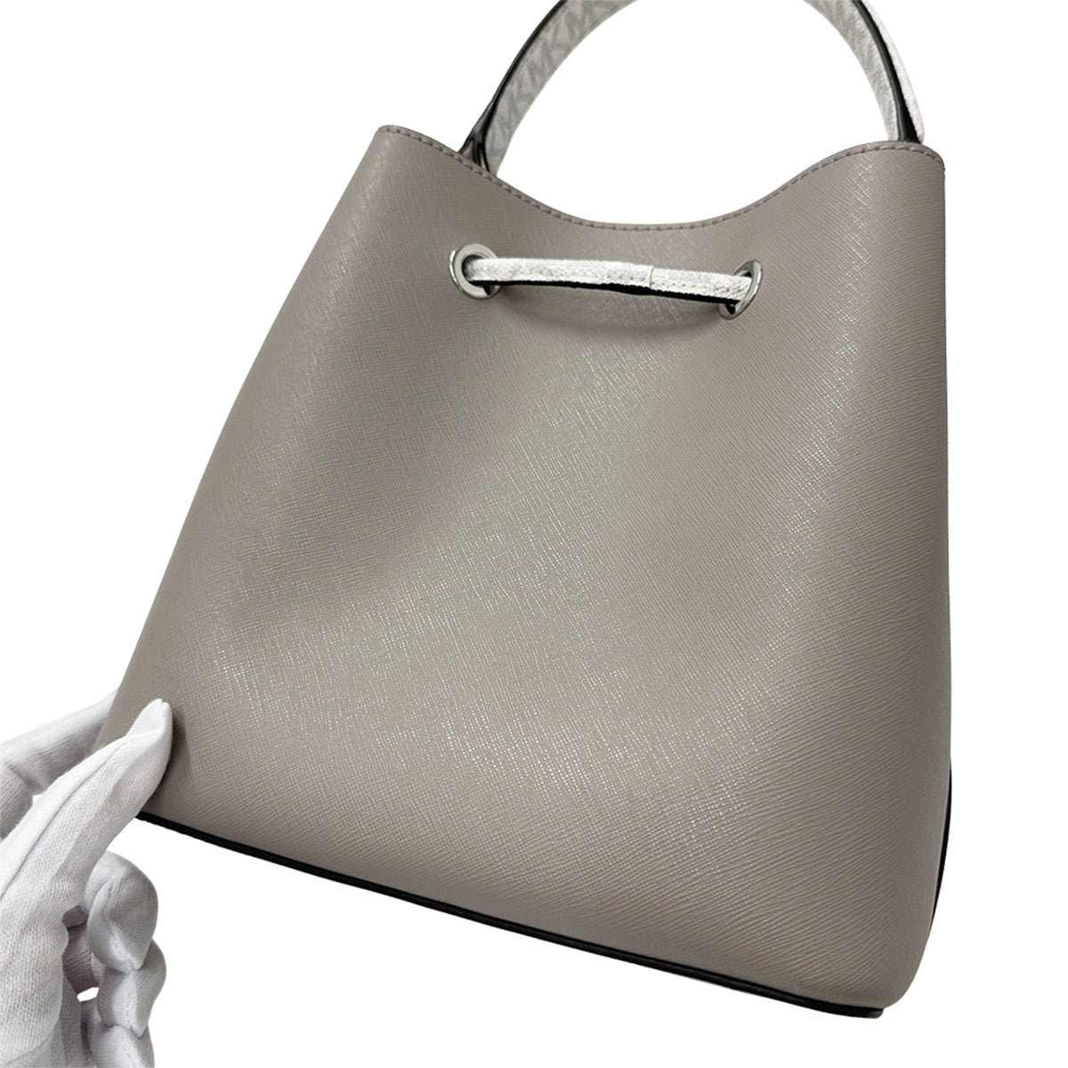 Michael Kors Gray White Leather Handbag Shoulder Bag (Pre-Owned)