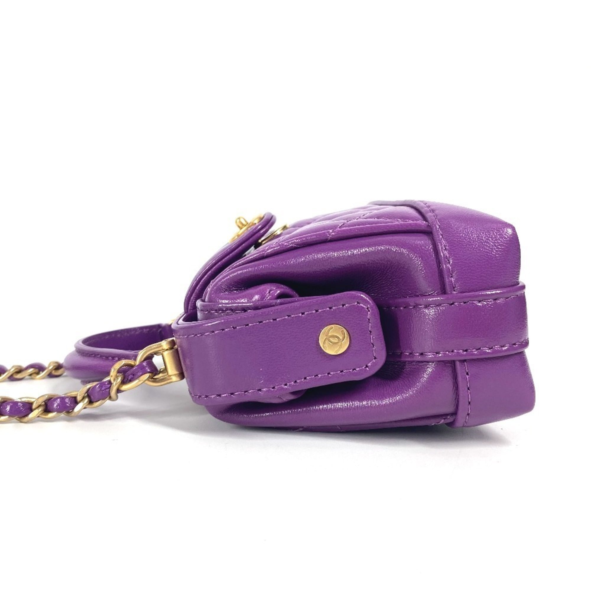 Chanel Purple Leather Shoulder Bag (Pre-Owned)