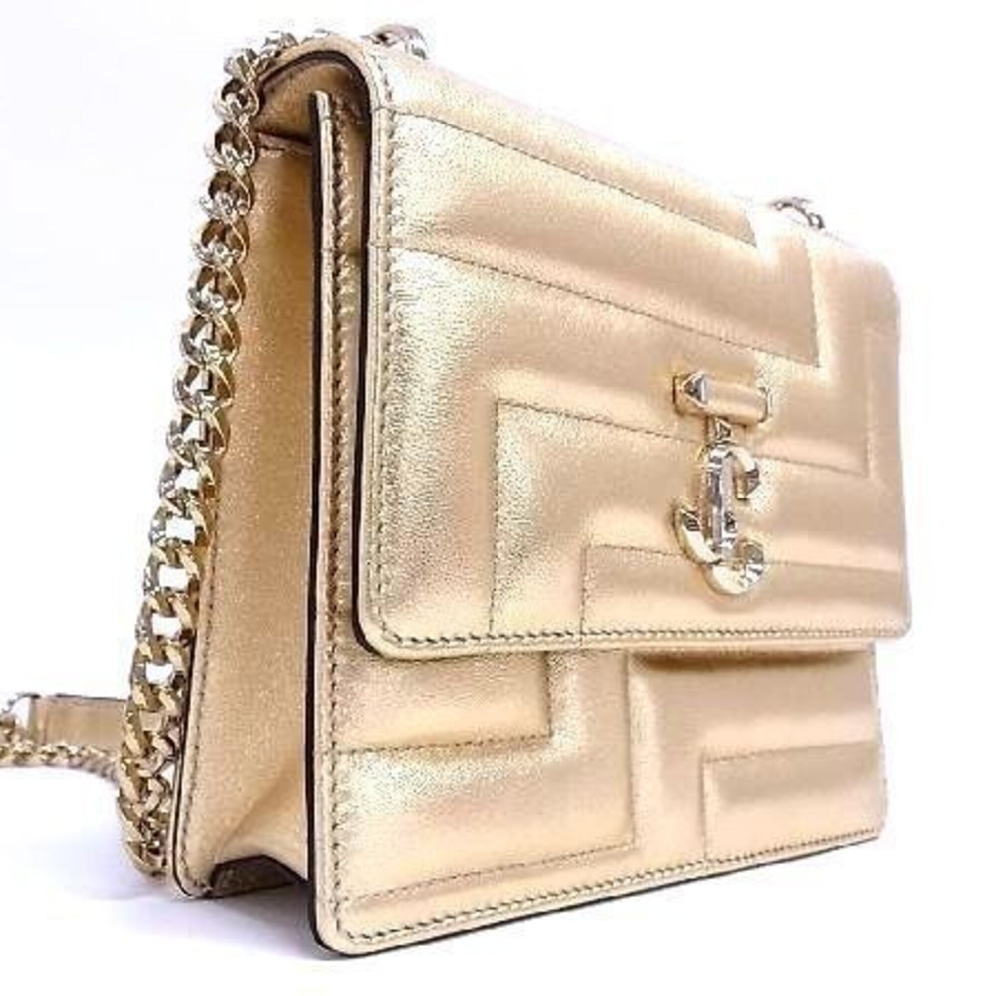 Jimmy Choo Gold Leather Shoulder Bag (Pre-Owned)