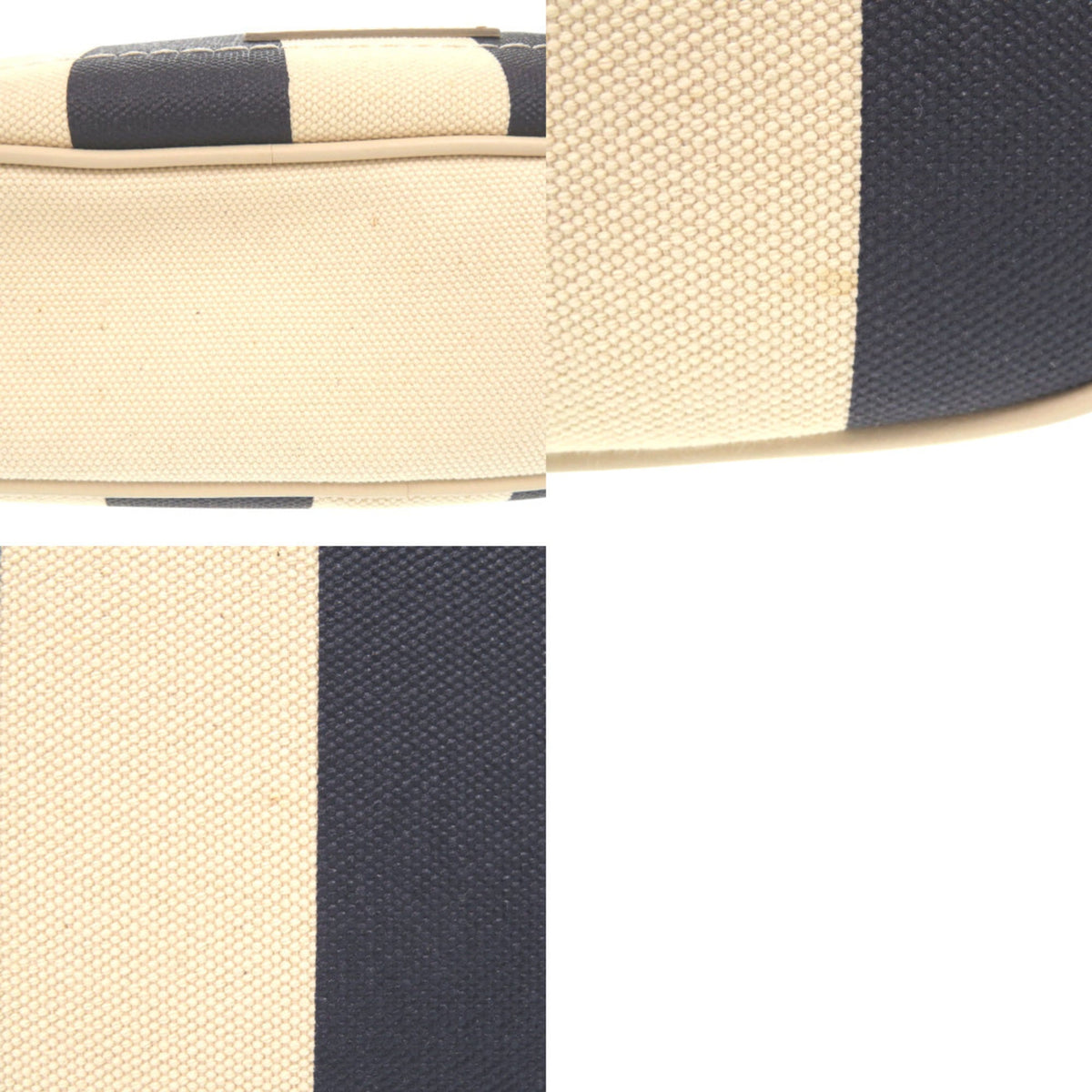 Burberry Ivory Navy Canvas Leather Shoulder Bag (Pre-Owned)