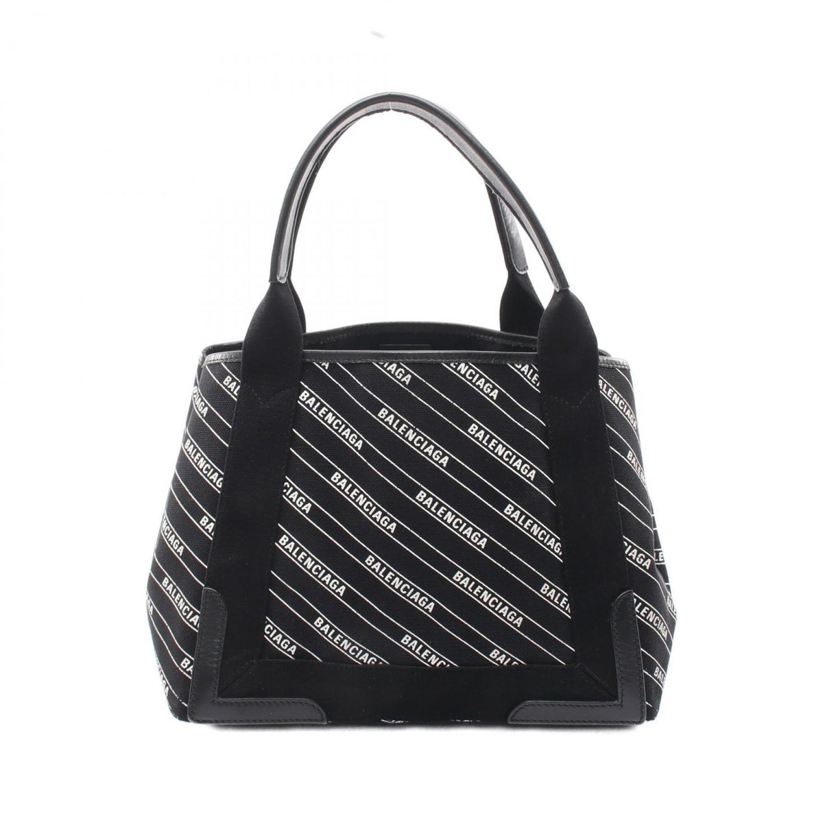 Balenciaga Black White Canvas Leather Handbag Tote Bag (Pre-Owned)