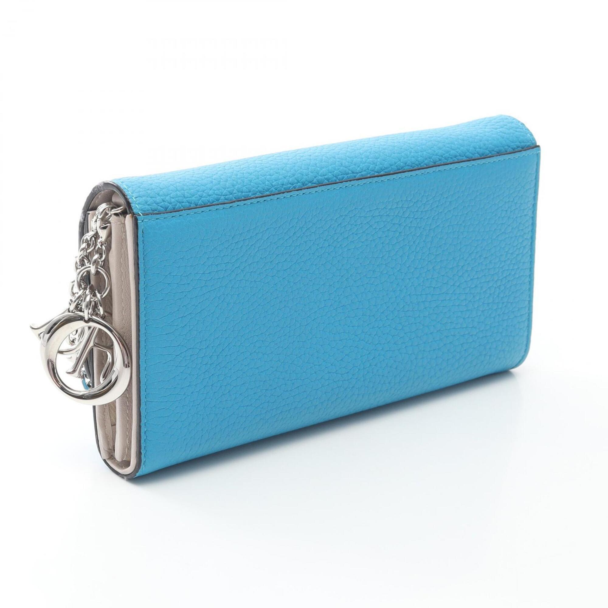 Christian Dior Diorissimo Blue Leather Chain/Shoulder Wallet (Pre-Owned)
