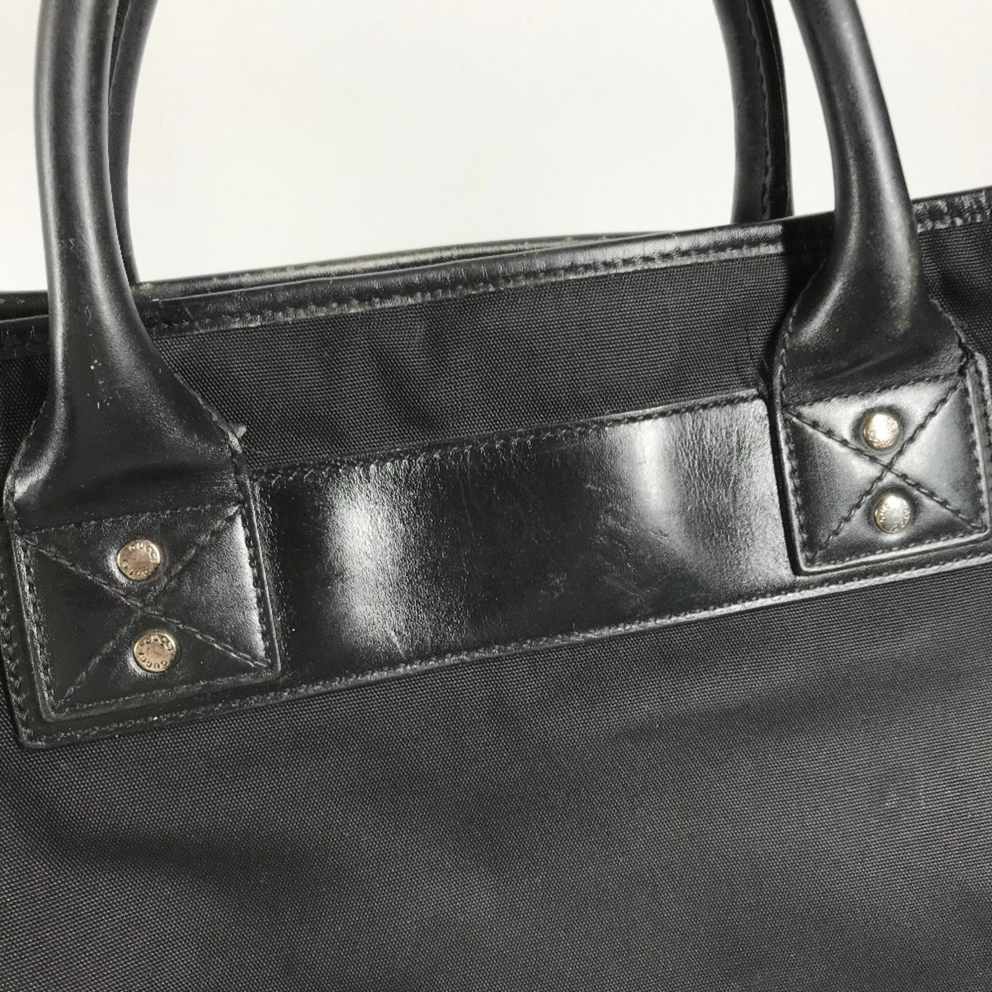 Gucci Black Nylon Leather Handbag Tote Bag (Pre-Owned)