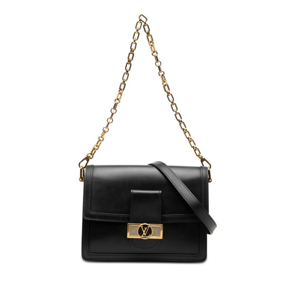 Louis Vuitton Black Leather Handbag Shoulder Bag (Pre-Owned)