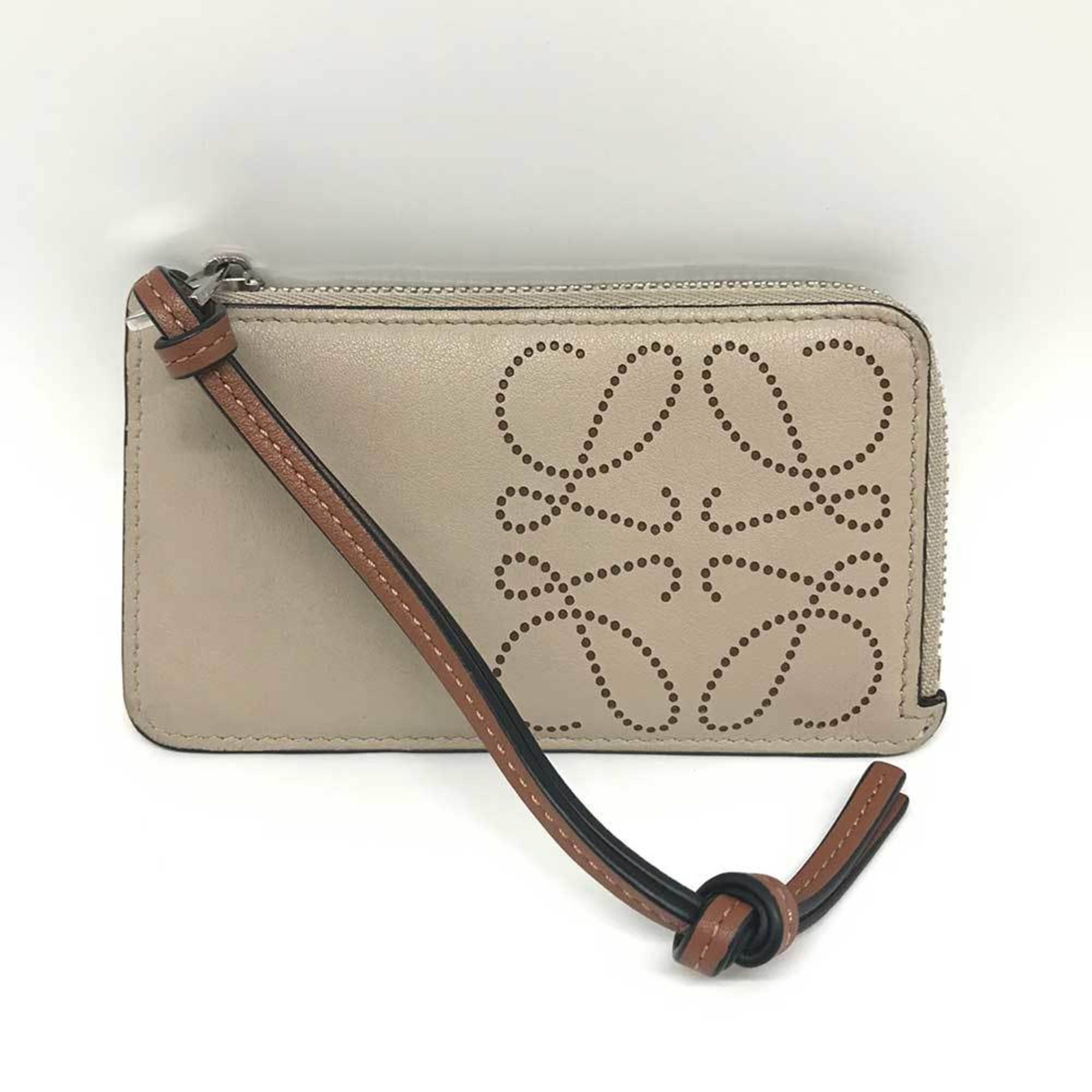 Loewe Beige Leather Coin Purse/Coin Case (Pre-Owned)