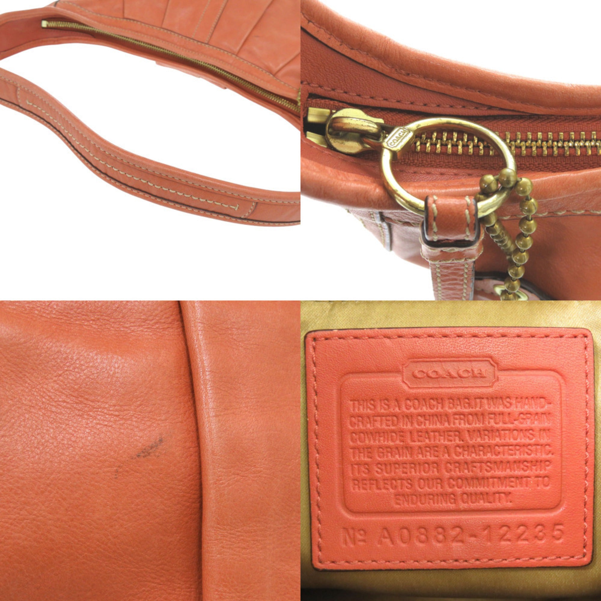 Coach Orange Leather Shoulder Bag (Pre-Owned)