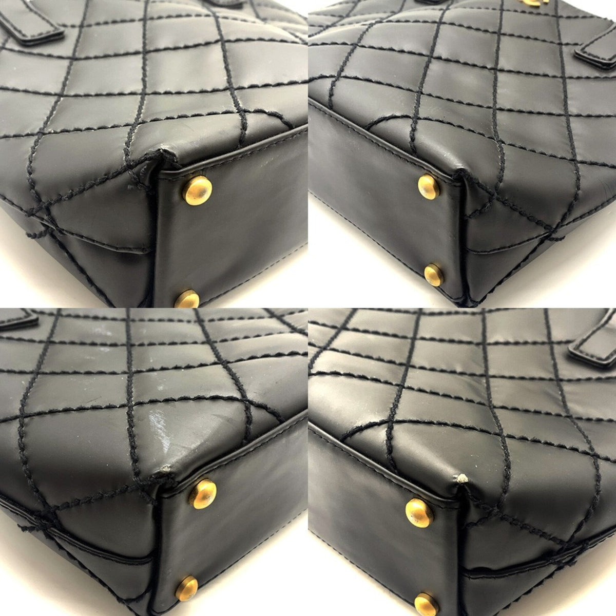 Chanel Wild Stitch Black Leather Handbag Tote Bag (Pre-Owned)