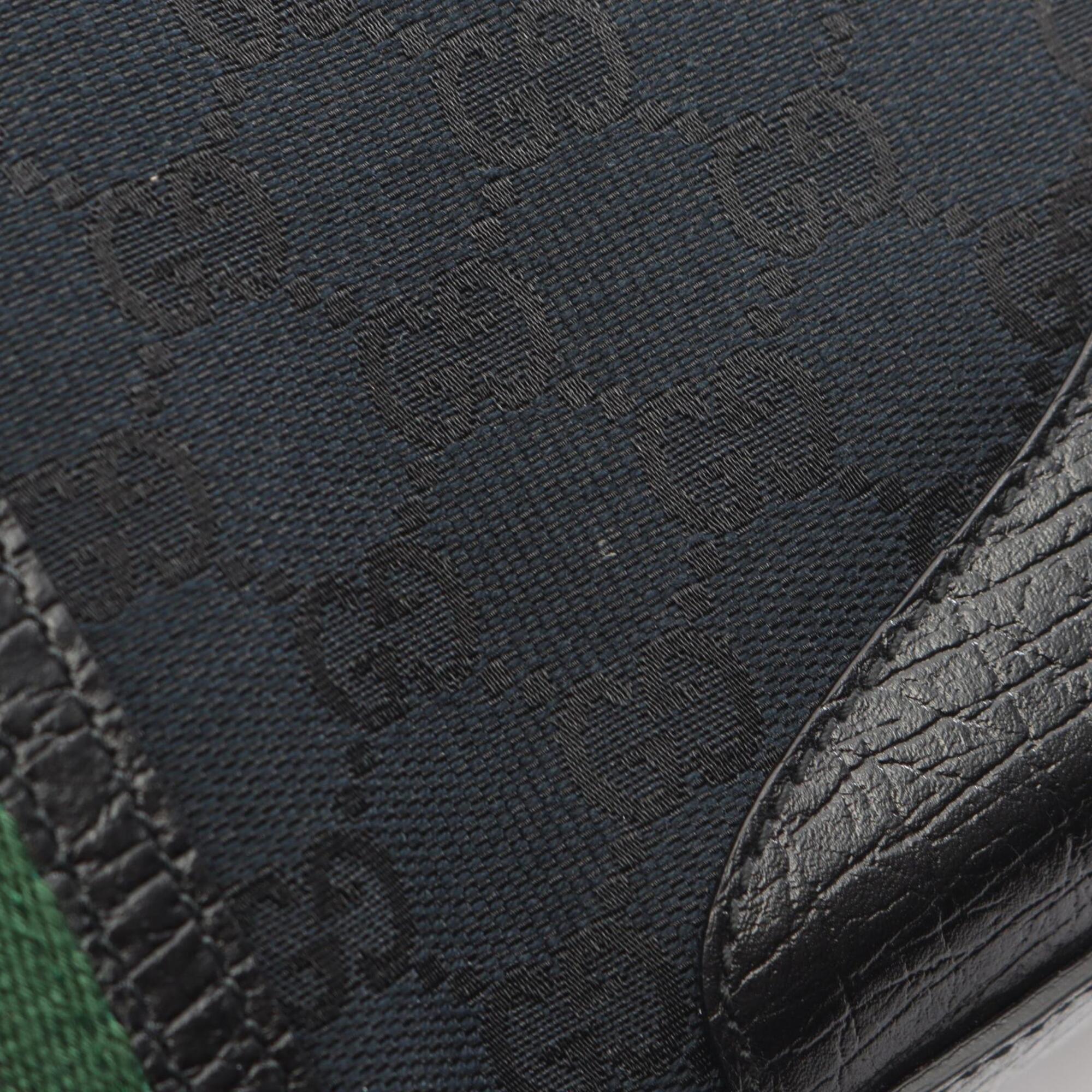 Gucci Black Multi-Color Canvas Leather Handbag (Pre-Owned)