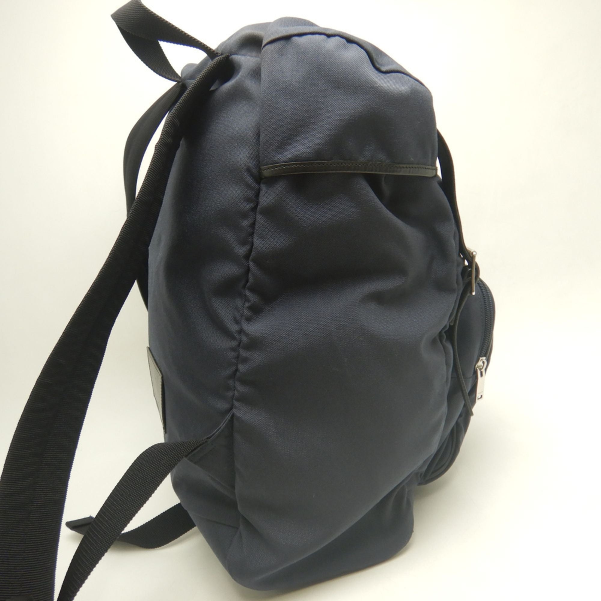 Yves Saint Laurent Navy Canvas Leather Backpack (Pre-Owned)