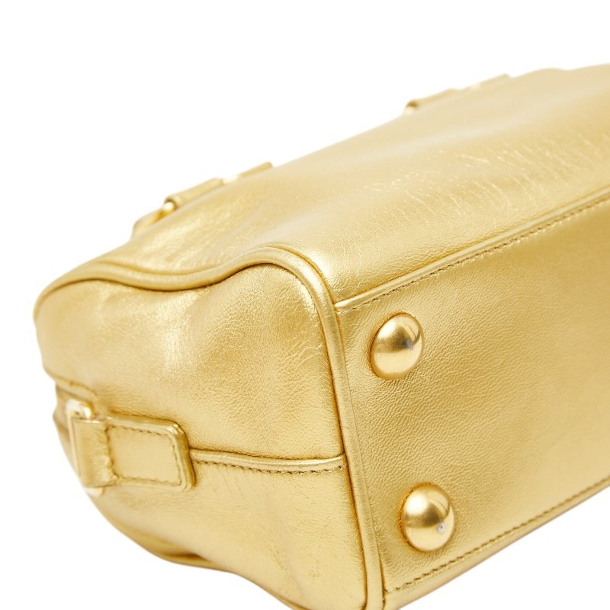 Saint Laurent Gold Leather Handbag Shoulder Bag (Pre-Owned)