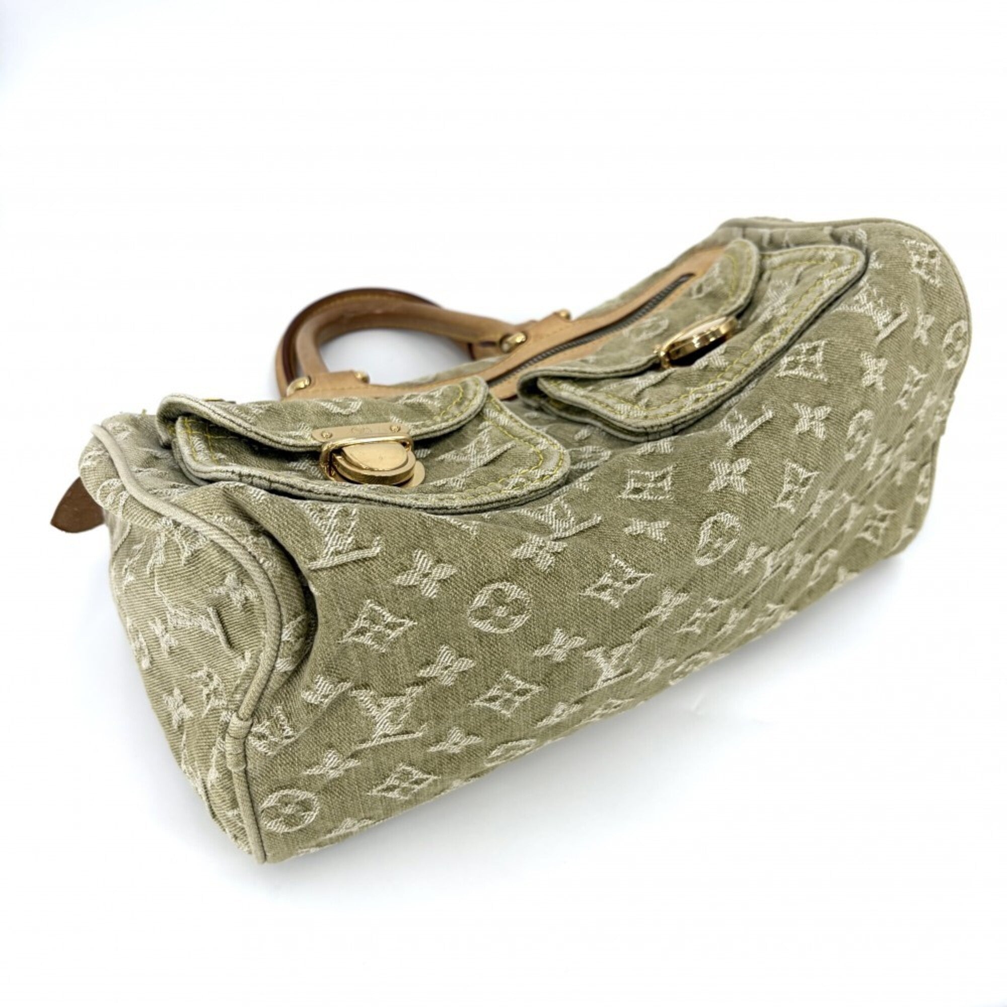 Louis Vuitton Green Monogram Denim Handbag (Pre-Owned)