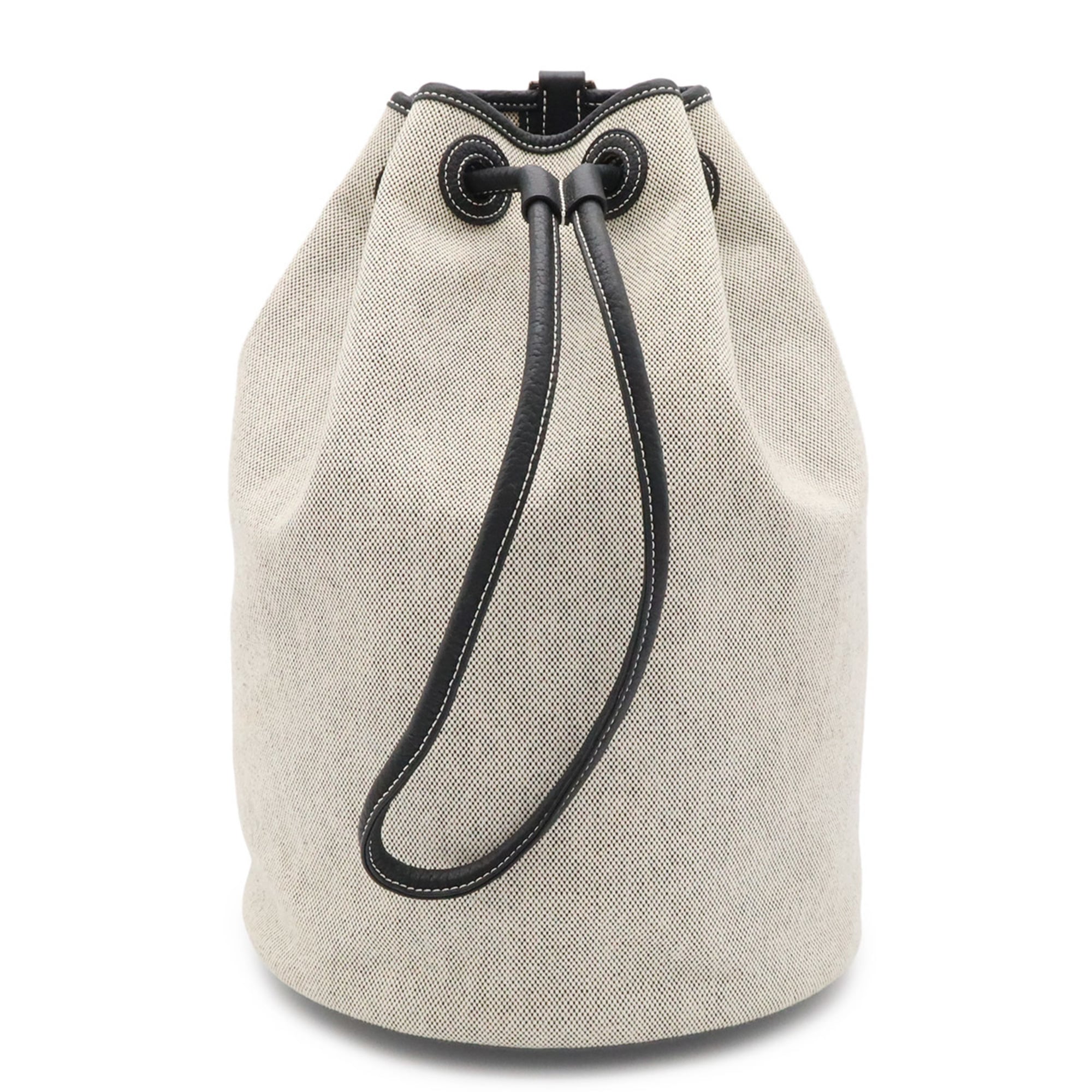 Hermes Black Light Gray White Toile H Shoulder Bag (Pre-Owned)