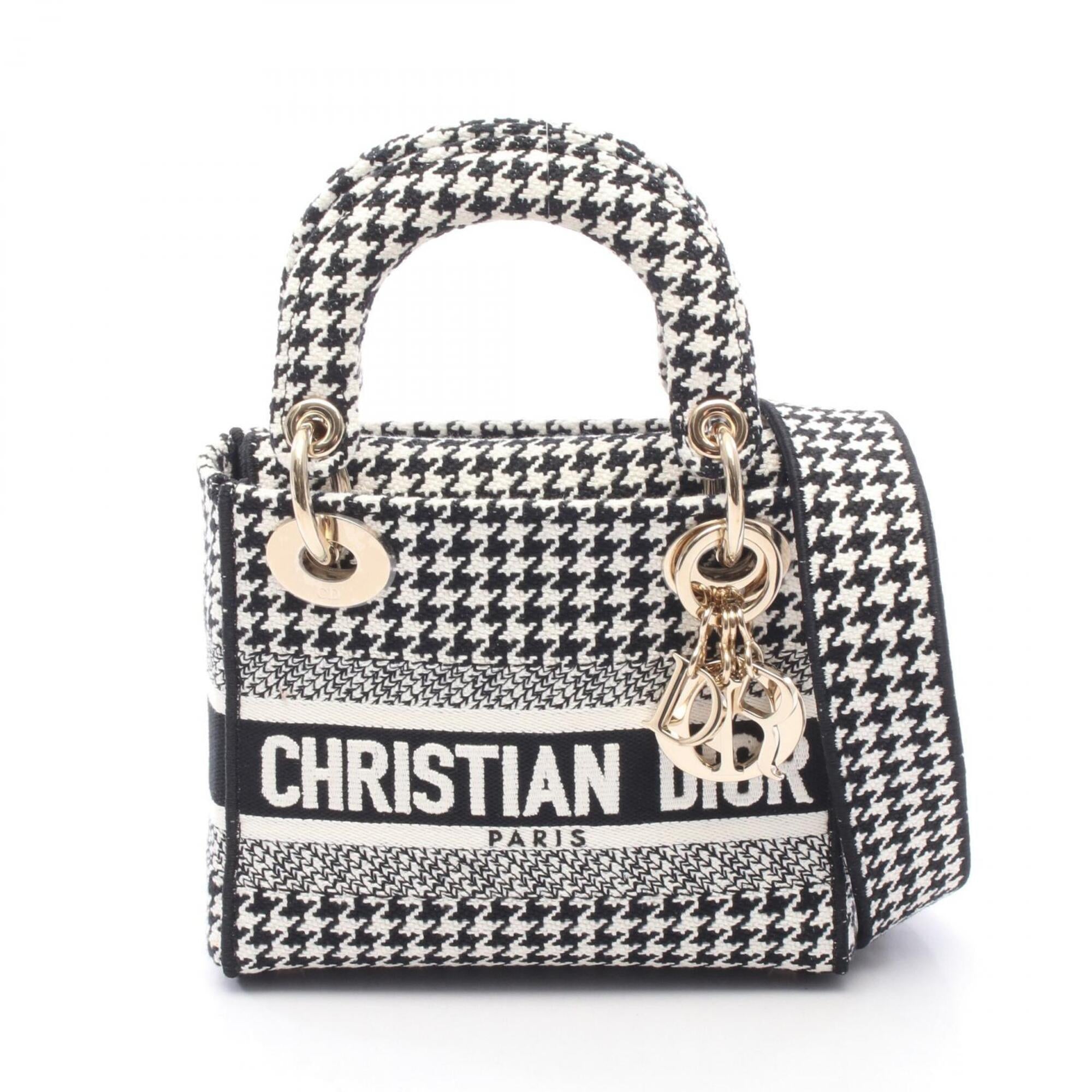 Christian Dior Black White Canvas Handbag (Pre-Owned)