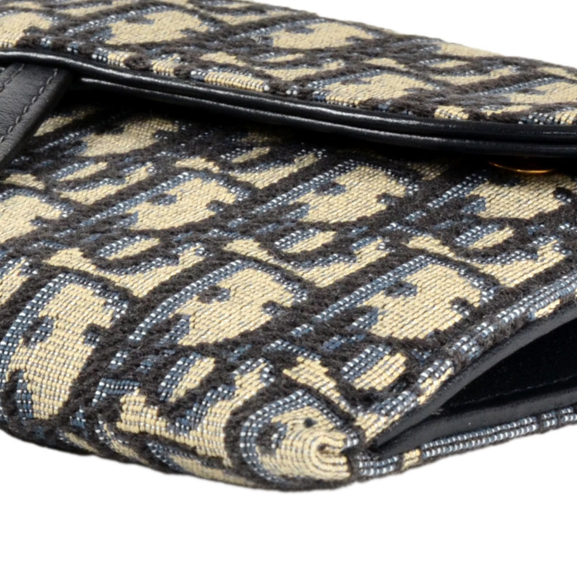 Christian Dior Blue Jacquard Chain/Shoulder Wallet (Pre-Owned)