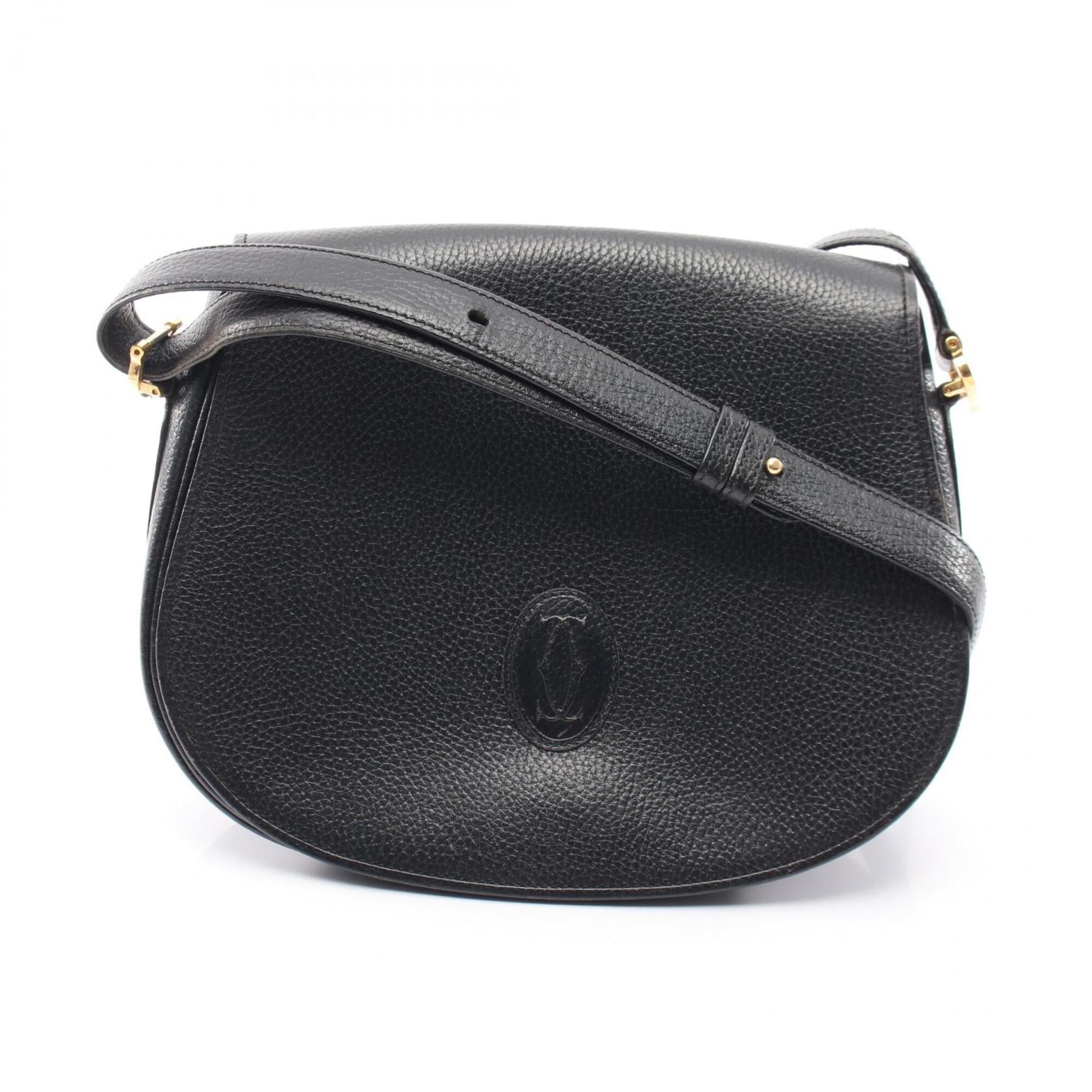Cartier Black Leather Handbag Shoulder Bag (Pre-Owned)