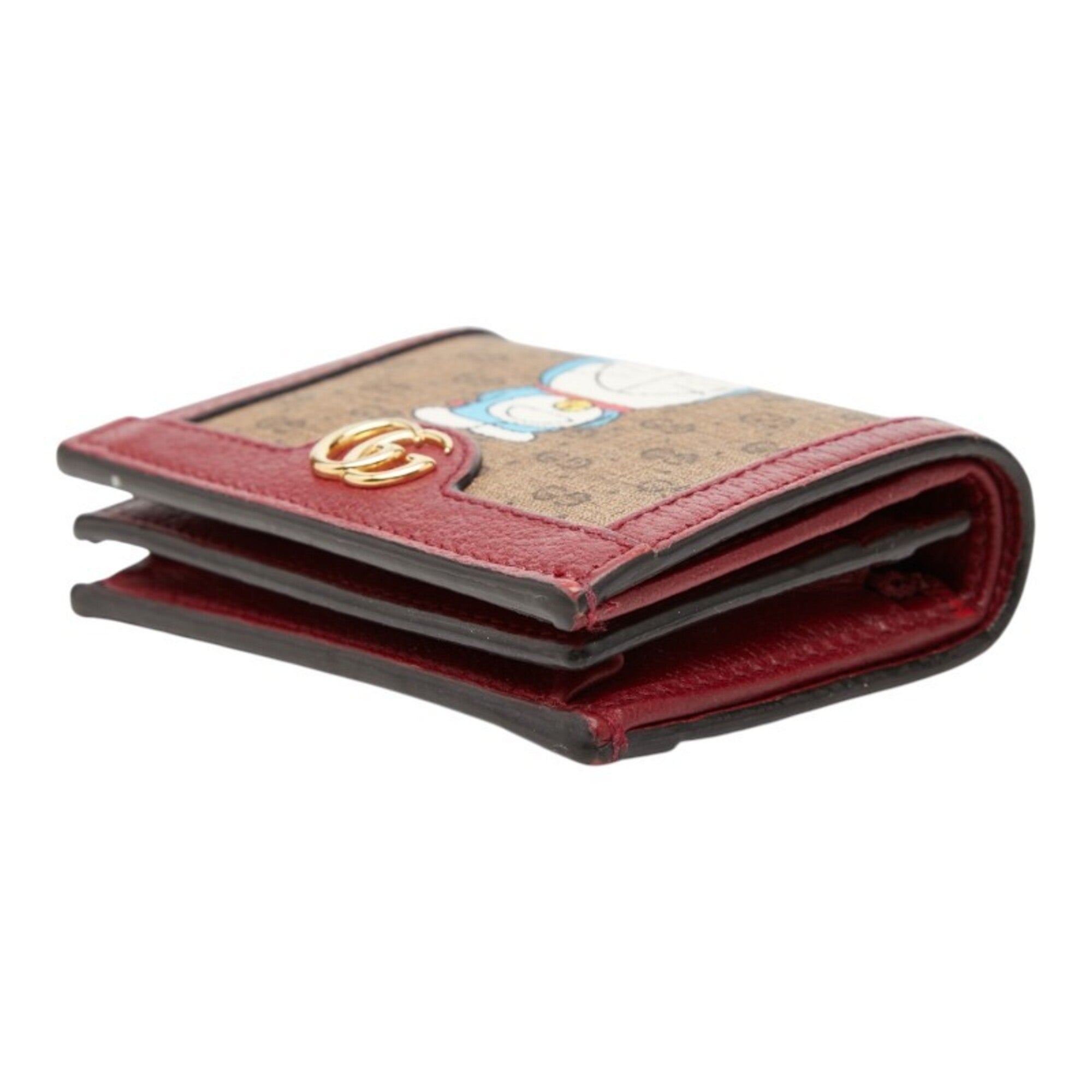 Gucci Gg Supreme Beige Wine Pvc Leather Wallet (Bi-Fold) (Pre-Owned)