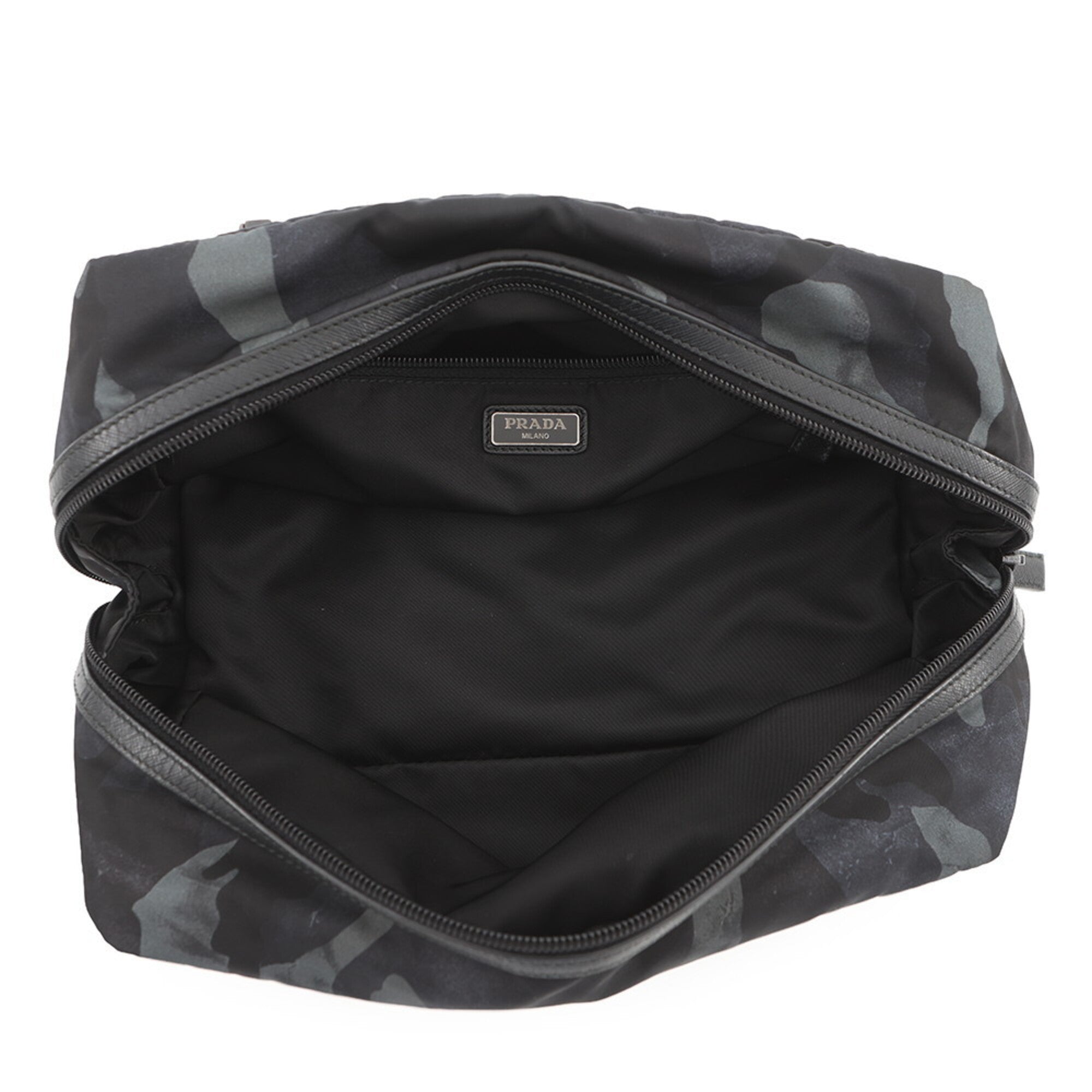 Prada Black Nylon Leather Handbag Pouch (Pre-Owned)