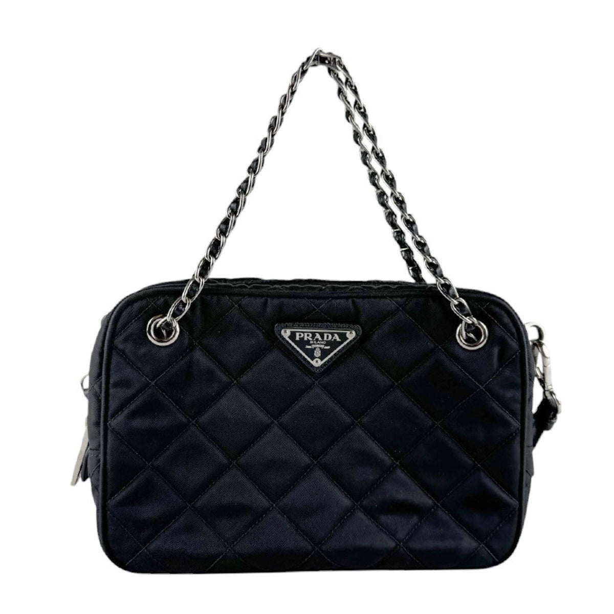 Prada Black Nylon Leather Handbag (Pre-Owned)