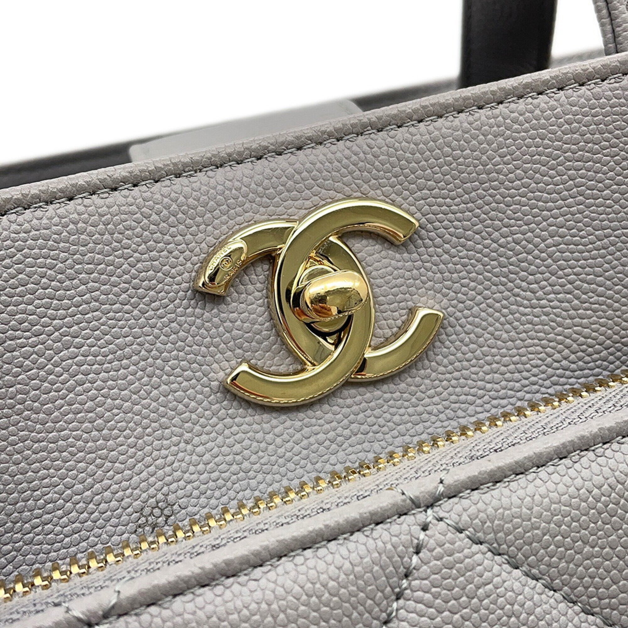 Chanel Matelasse Gray Grained Calfskin Handbag Shoulder Bag (Pre-Owned)