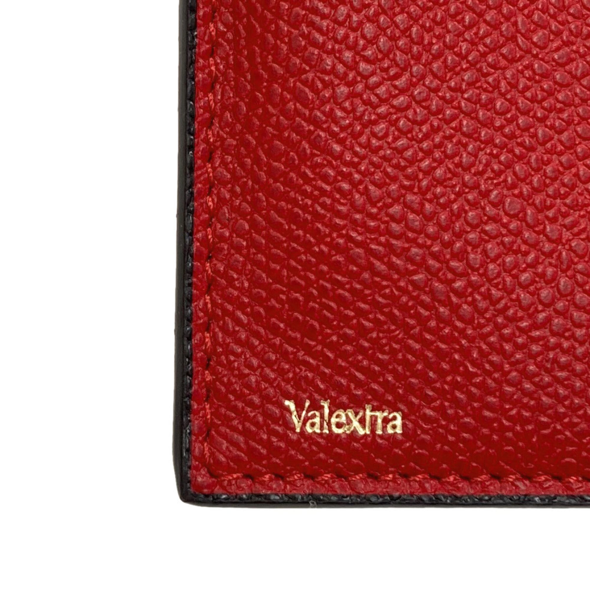 Valextra Red Color Leather Long Wallet (Bi-Fold) (Pre-Owned)