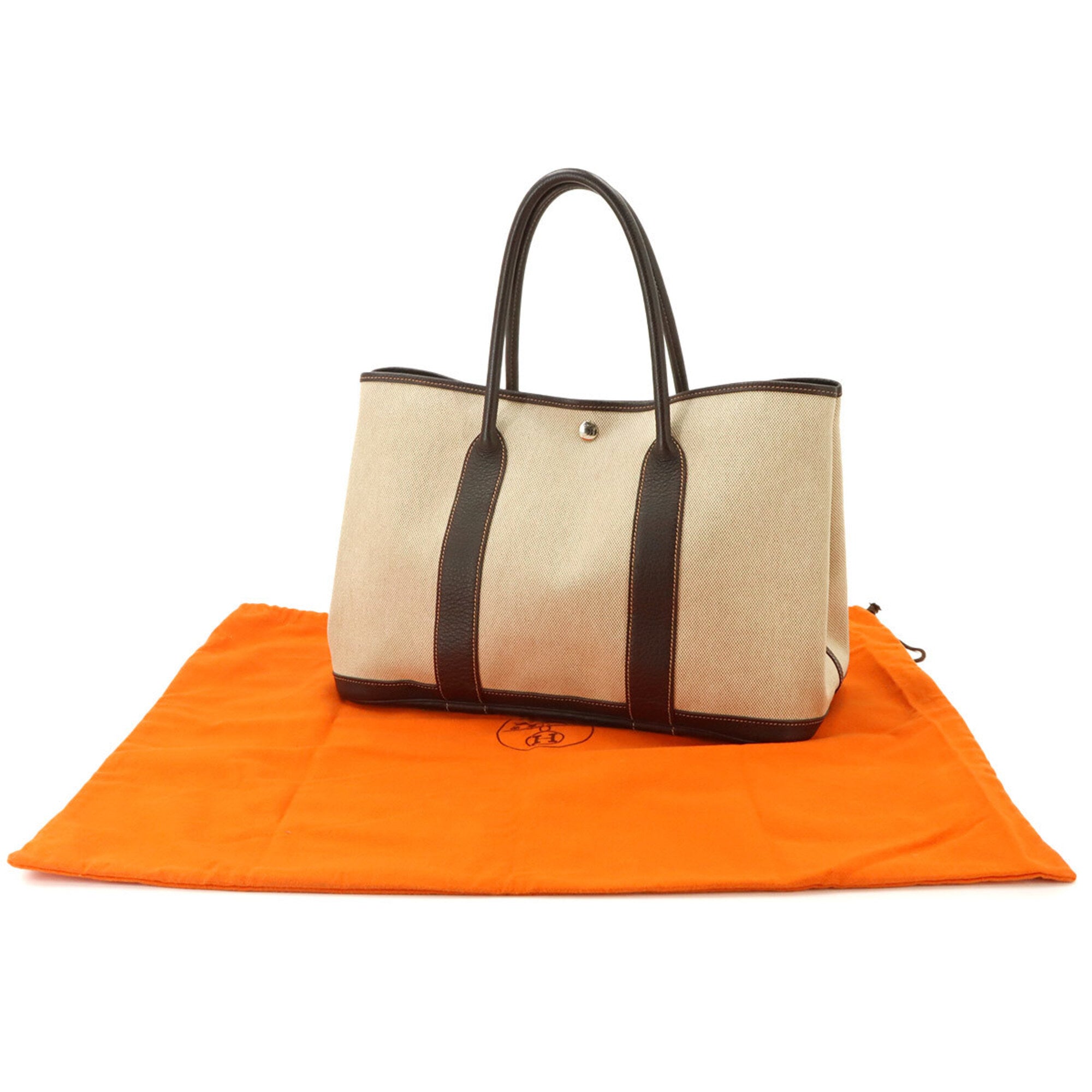 Hermes Marron Natural Toile H Handbag Tote Bag (Pre-Owned)