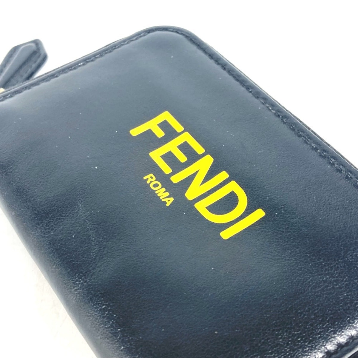 Fendi Black Yellow Leather Coin Purse/Coin Case (Pre-Owned)