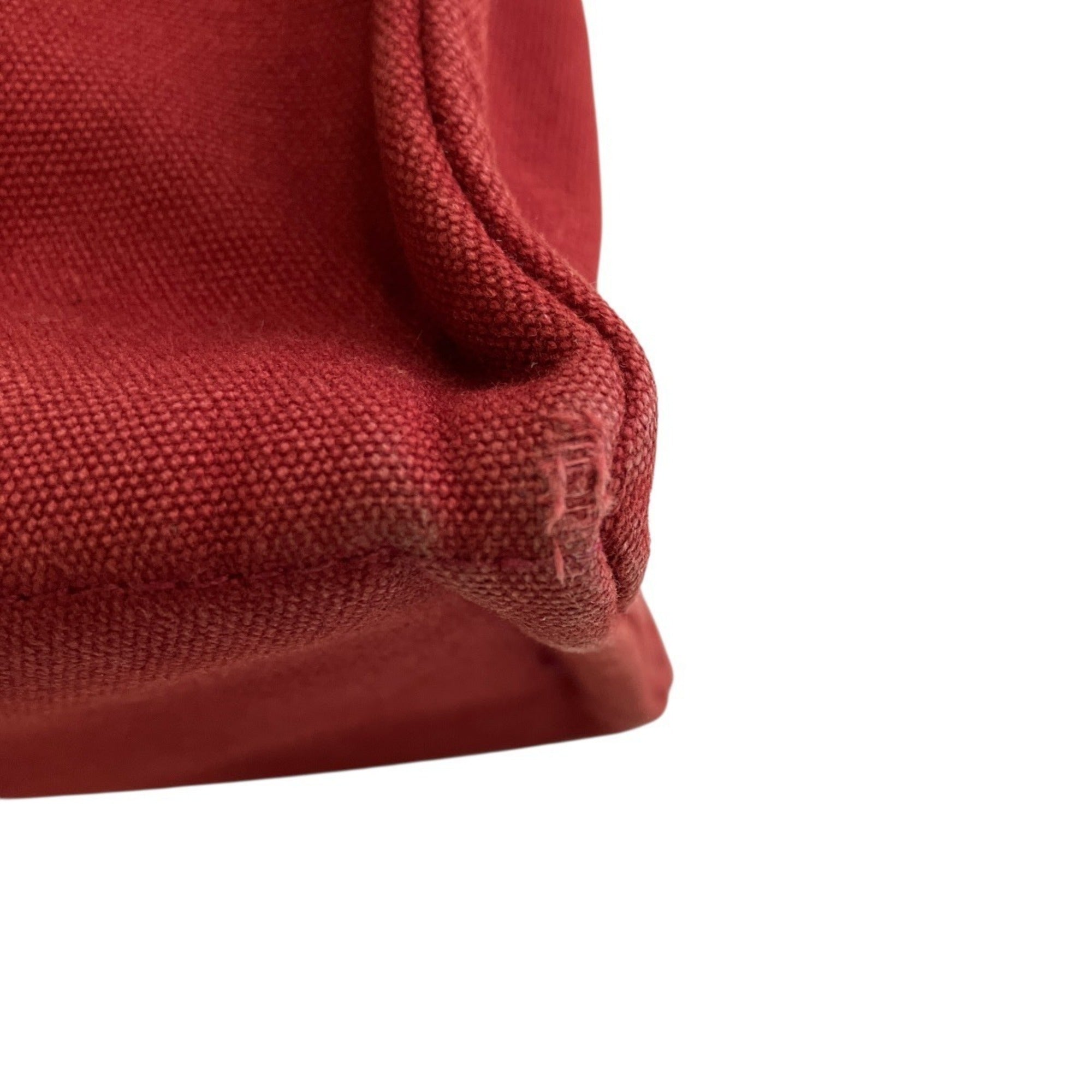 Hermes Fourre Tout Red Color Canvas Handbag (Pre-Owned)