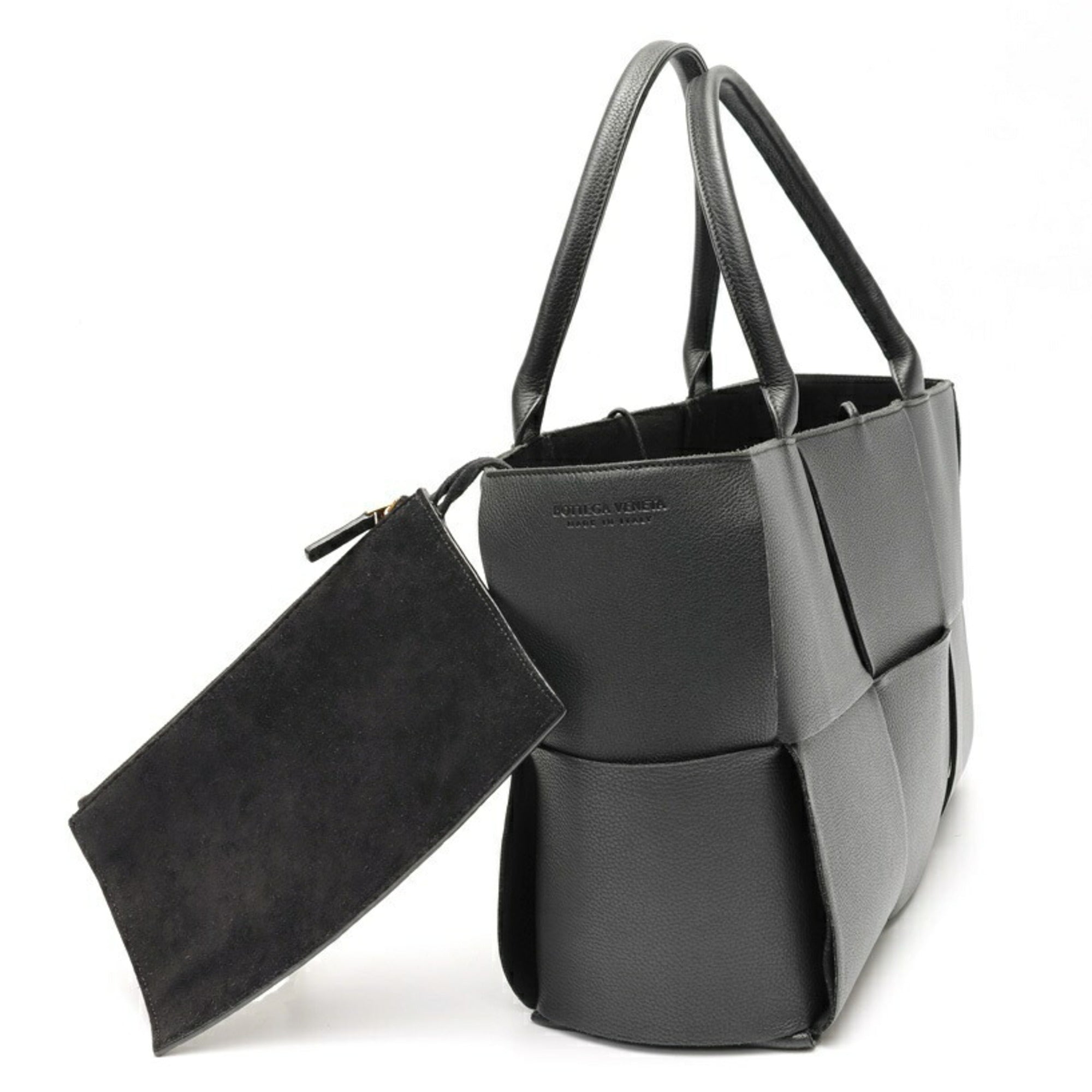 Bottega Veneta Intrecciato Black Leather Tote Bag (Pre-Owned)