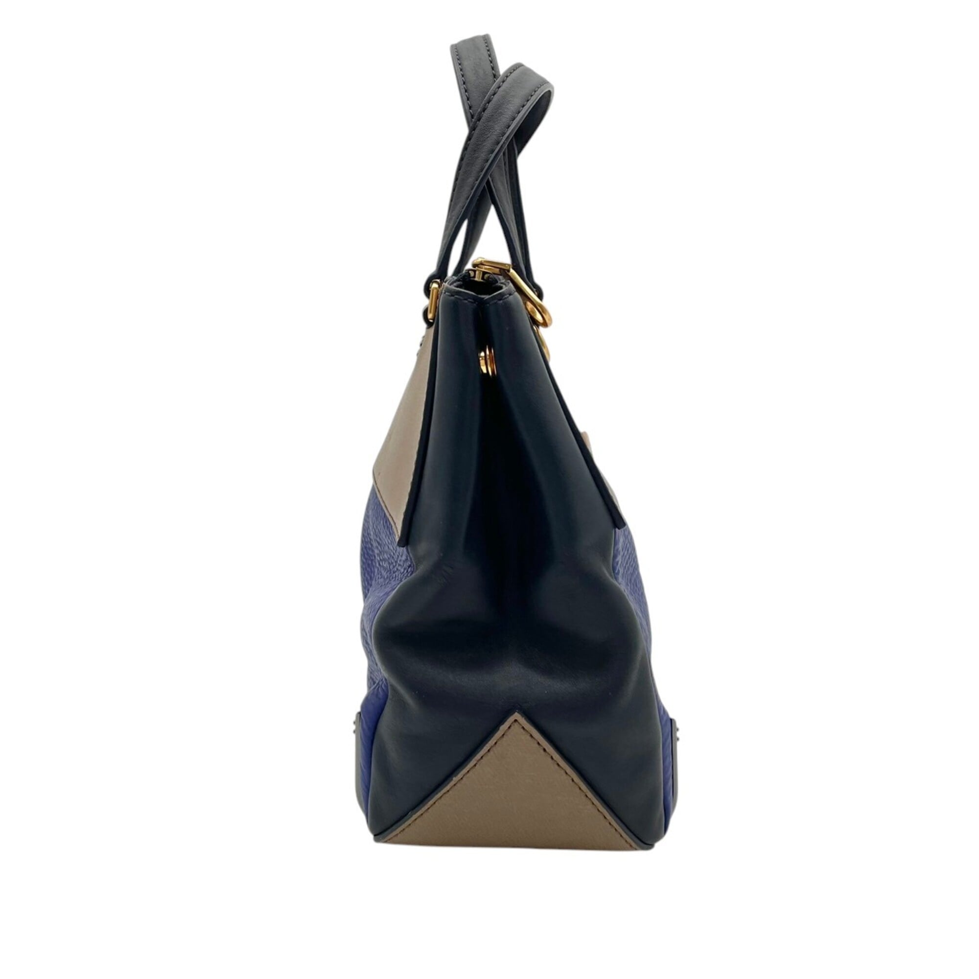 Marc By Marc Jacobs Beige Blue Leather Handbag Tote Bag (Pre-Owned)