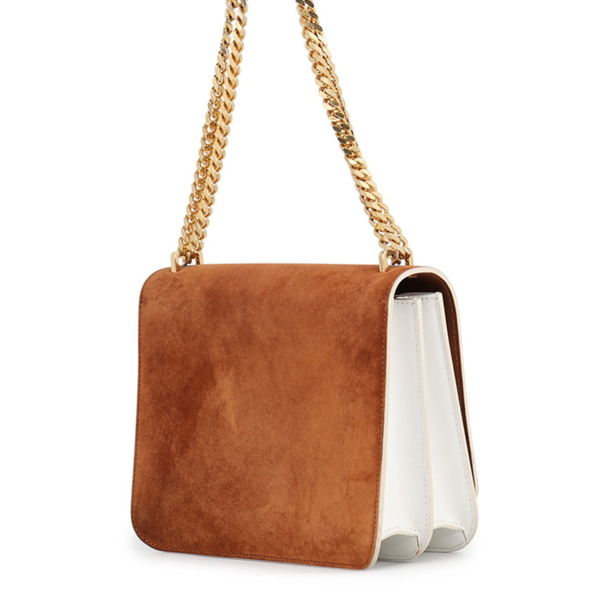 Burberry Brown White Suede Leather Shoulder Bag (Pre-Owned)