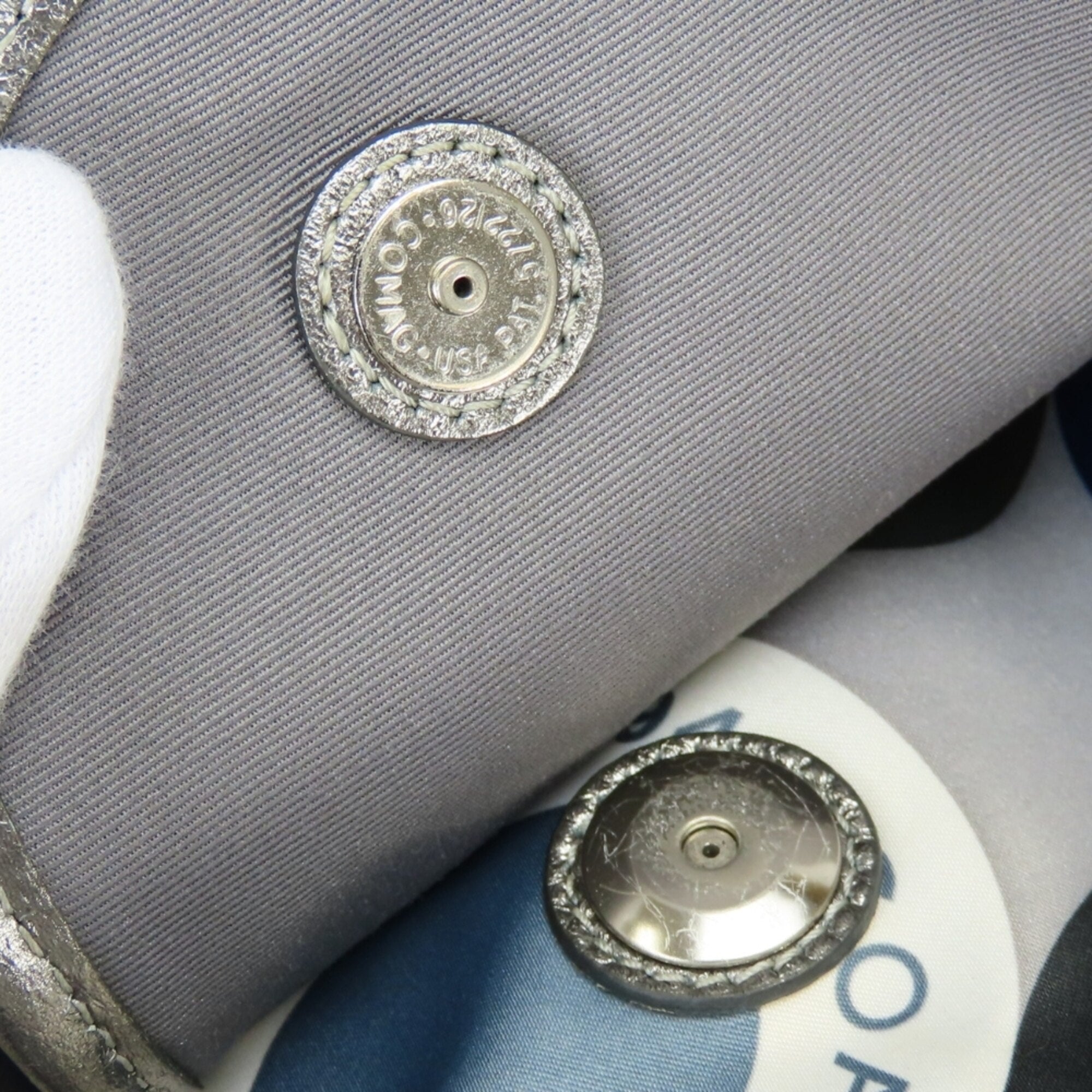 Coach Blue Gray Multi-Color Silver Nylon Leather Shoulder Bag (Pre-Owned)