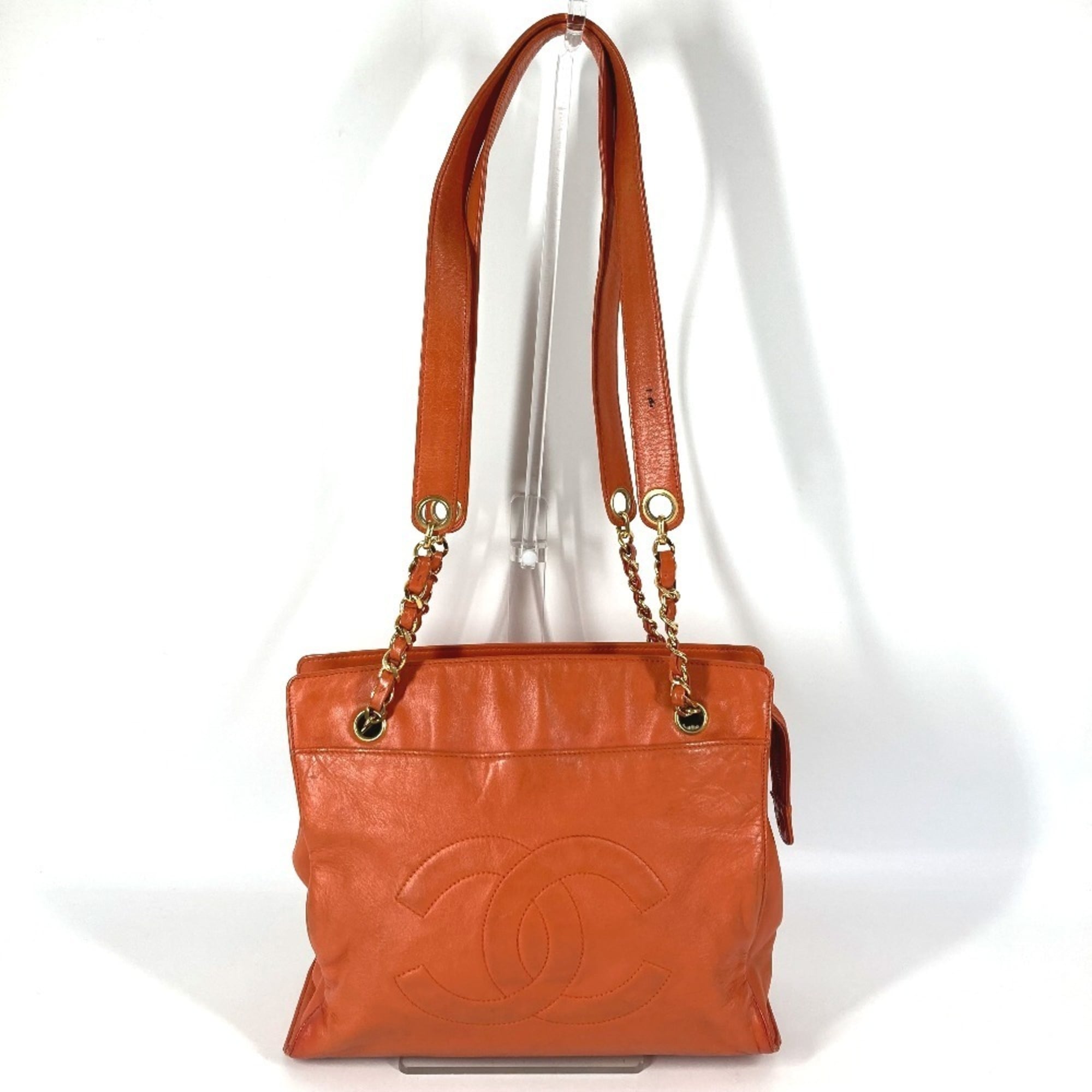 Chanel Orange Leather Shoulder Bag Tote Bag (Pre-Owned)