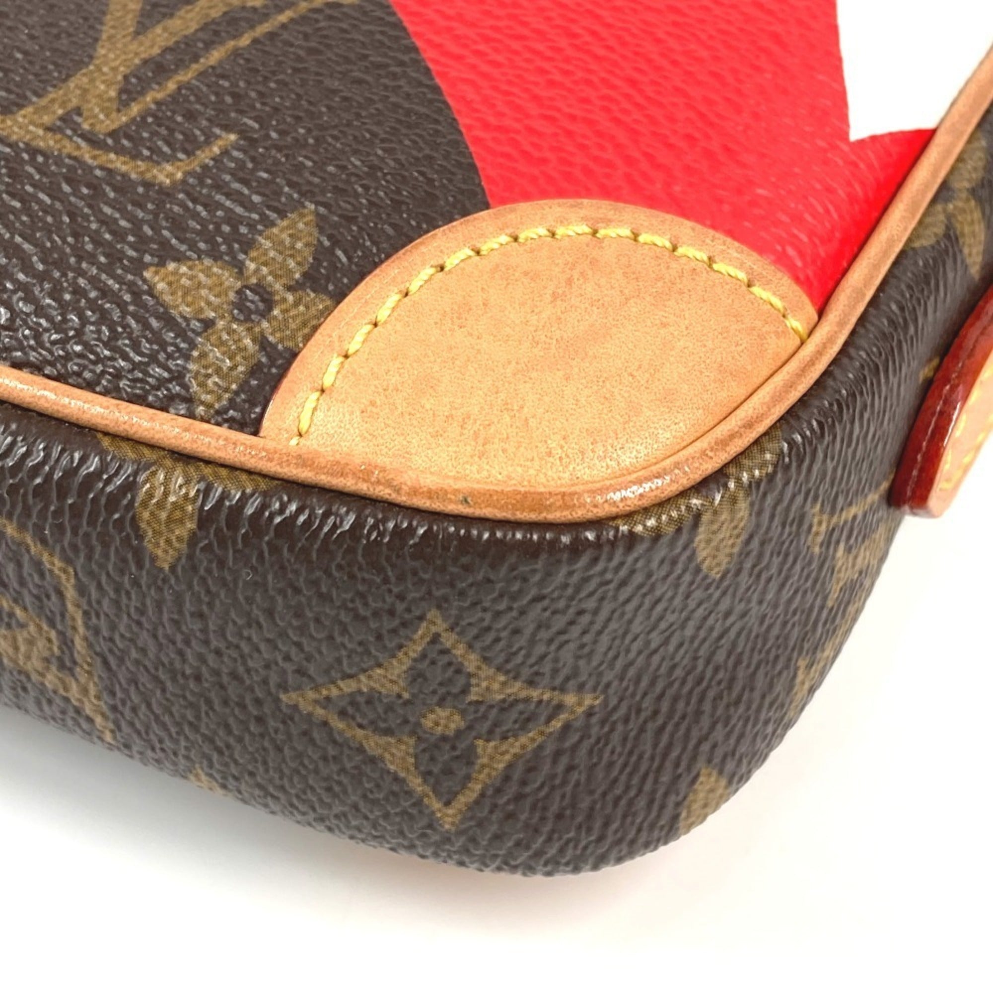 Louis Vuitton Brown Monogram Red Color Monogram Pochette Shoulder Bag (Pre-Owned)