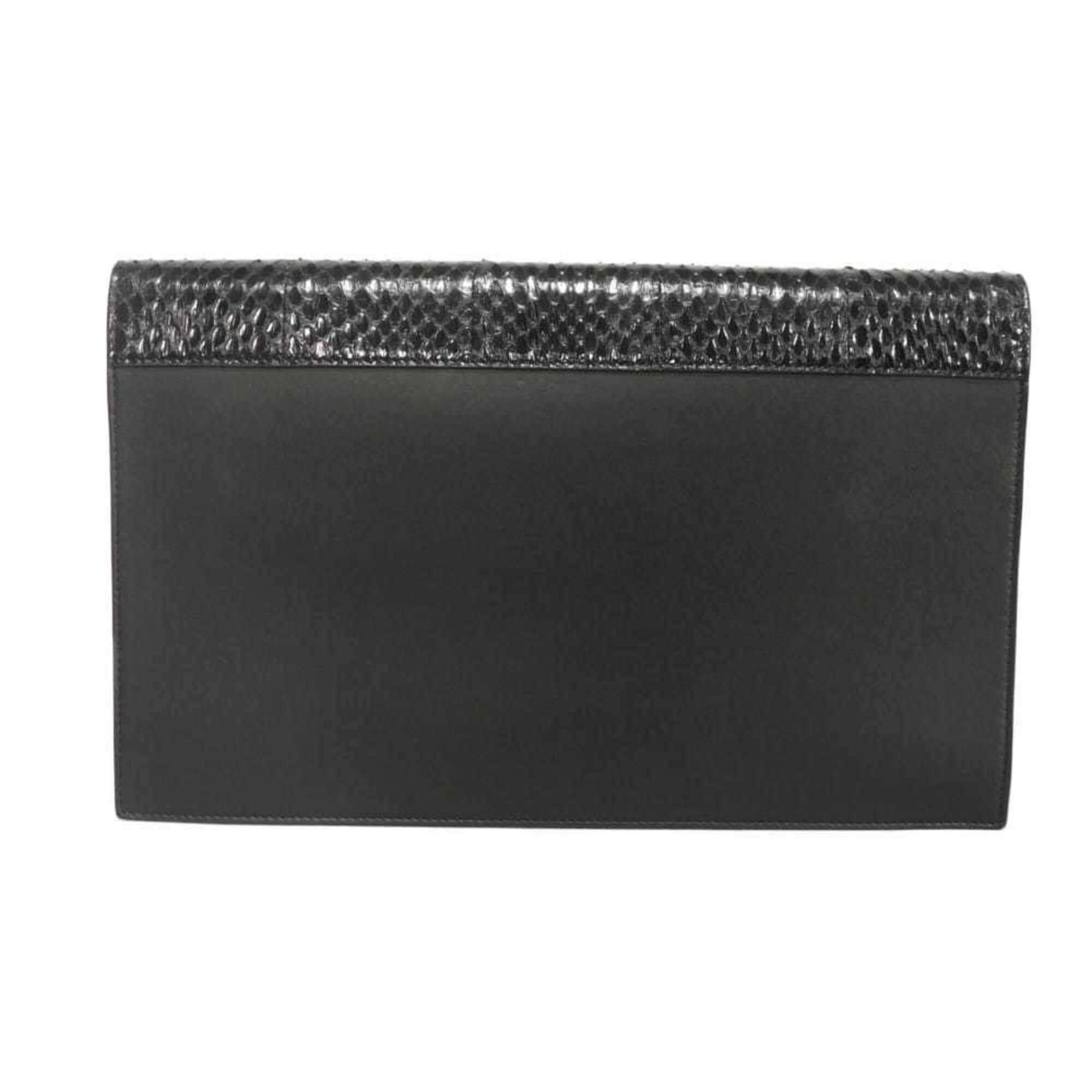 Celine Black White Leather Clutch Bag Shoulder Bag (Pre-Owned)