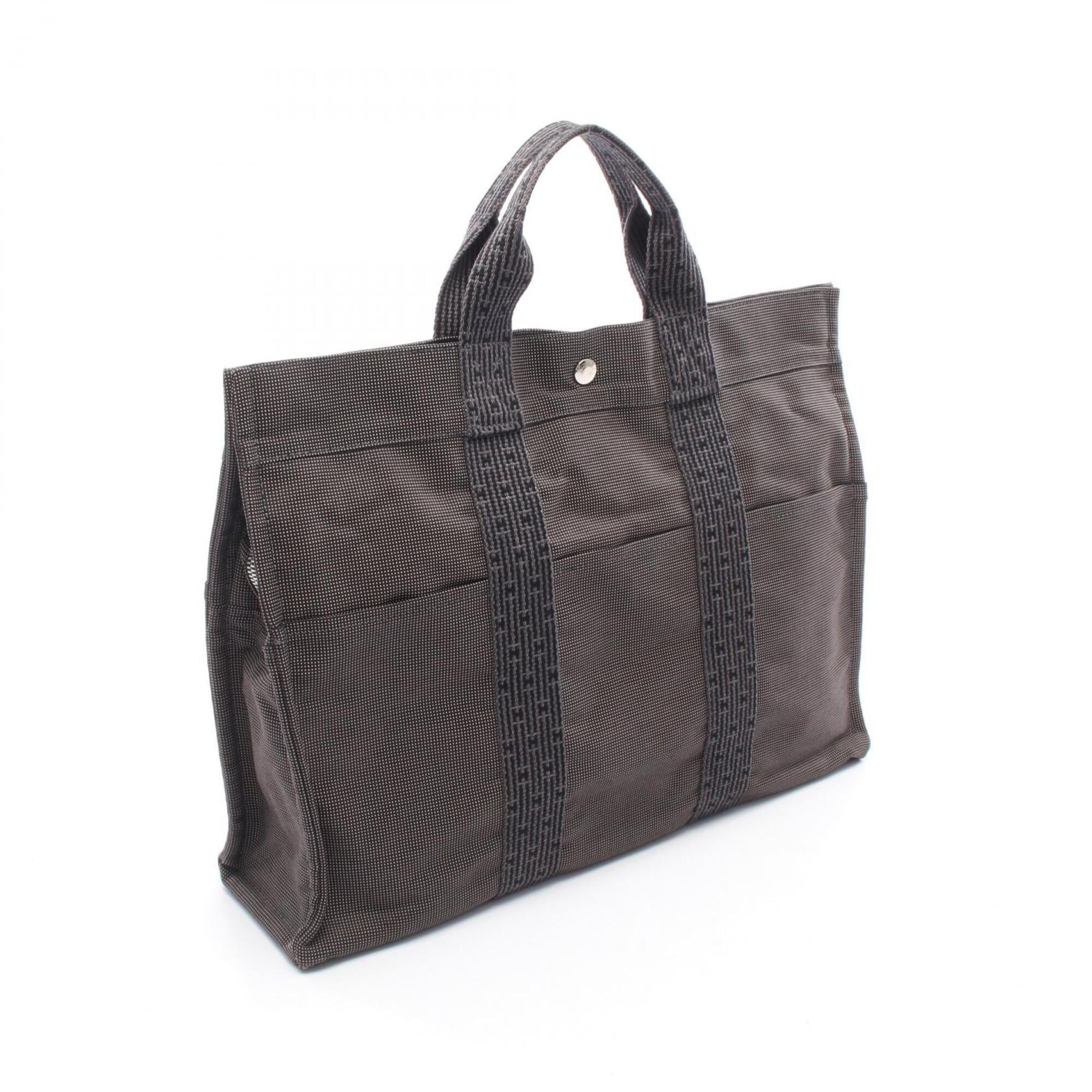 Hermes Gray Canvas Handbag Tote Bag (Pre-Owned)