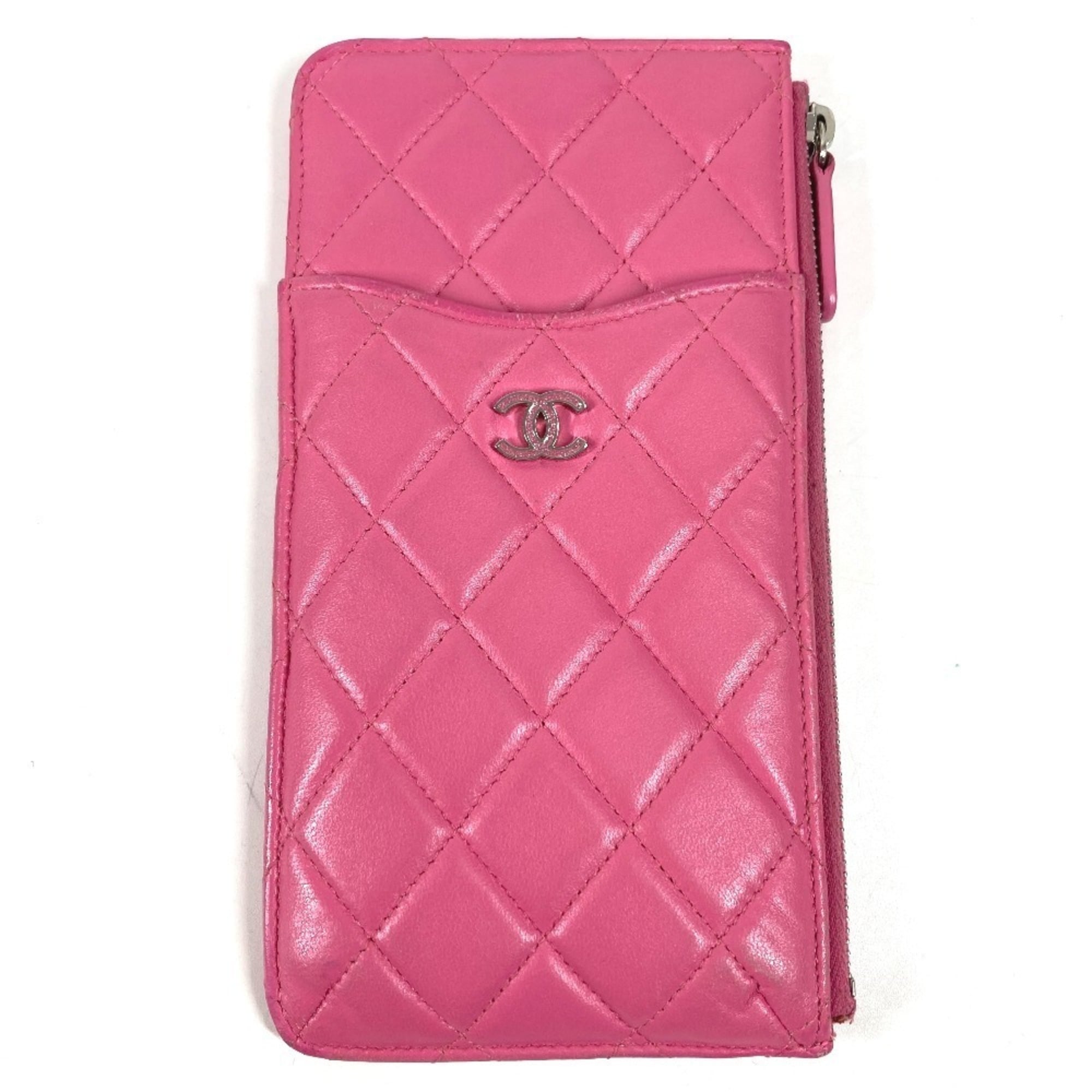 Chanel Pink Leather Long Wallet (Bi-Fold) (Pre-Owned)