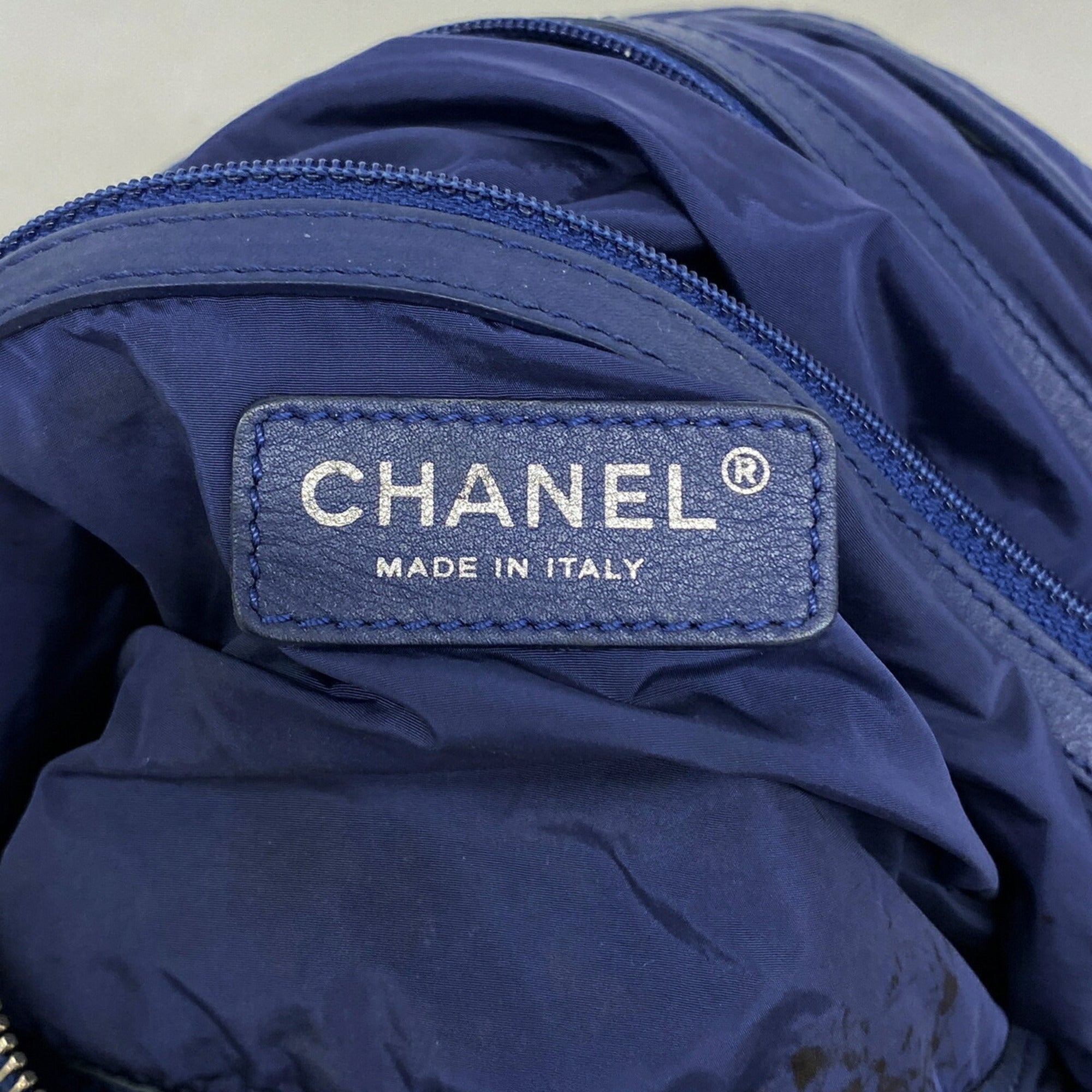 Chanel Beige Navy Pink Nylon Shoulder Bag (Pre-Owned)