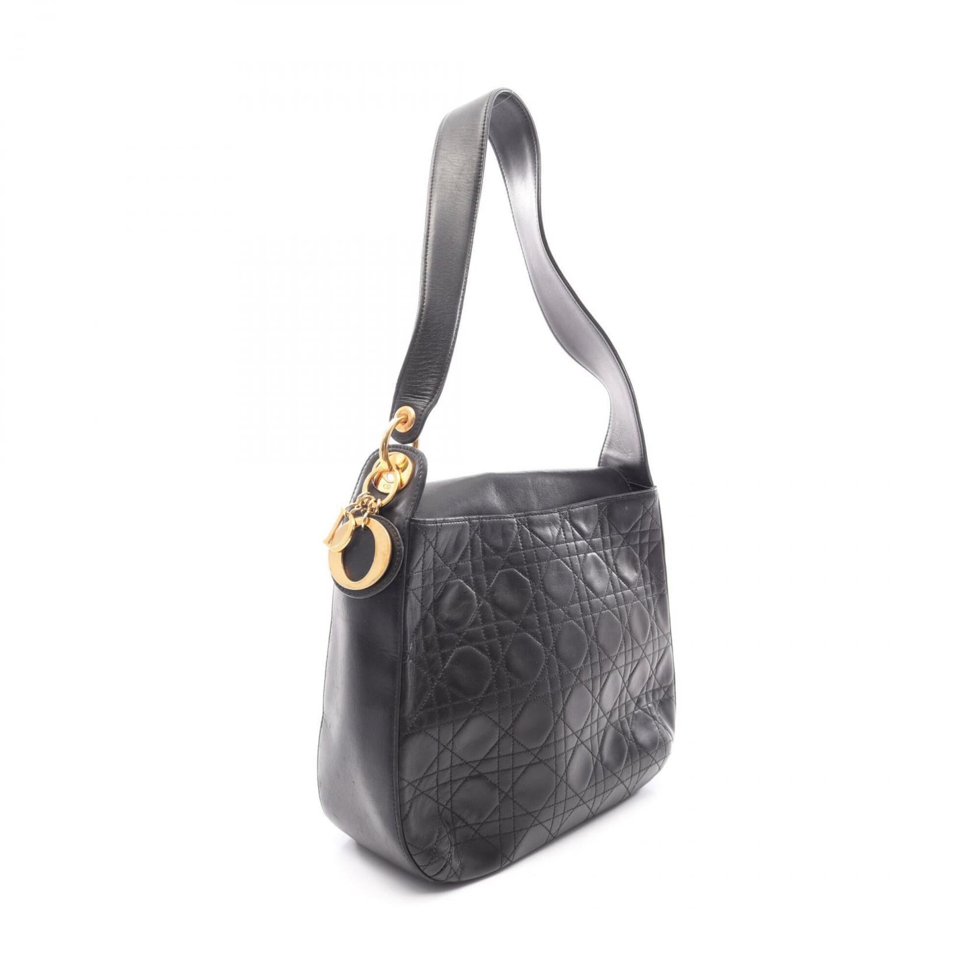 Christian Dior Black Leather Handbag Shoulder Bag (Pre-Owned)