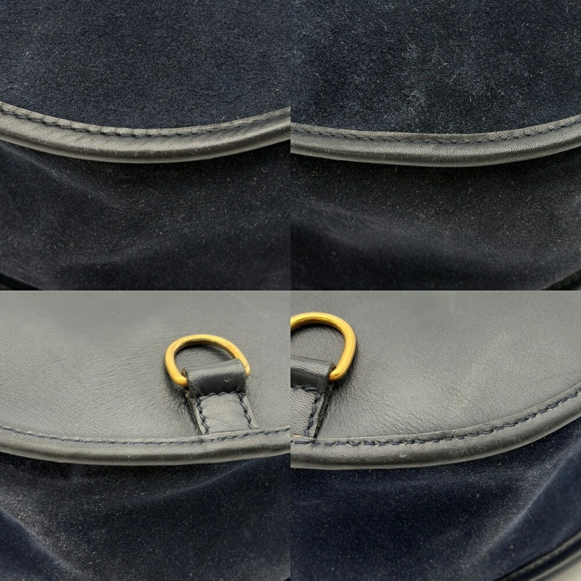 Gucci Navy Suede Leather Shoulder Bag Sling Bag (Pre-Owned)