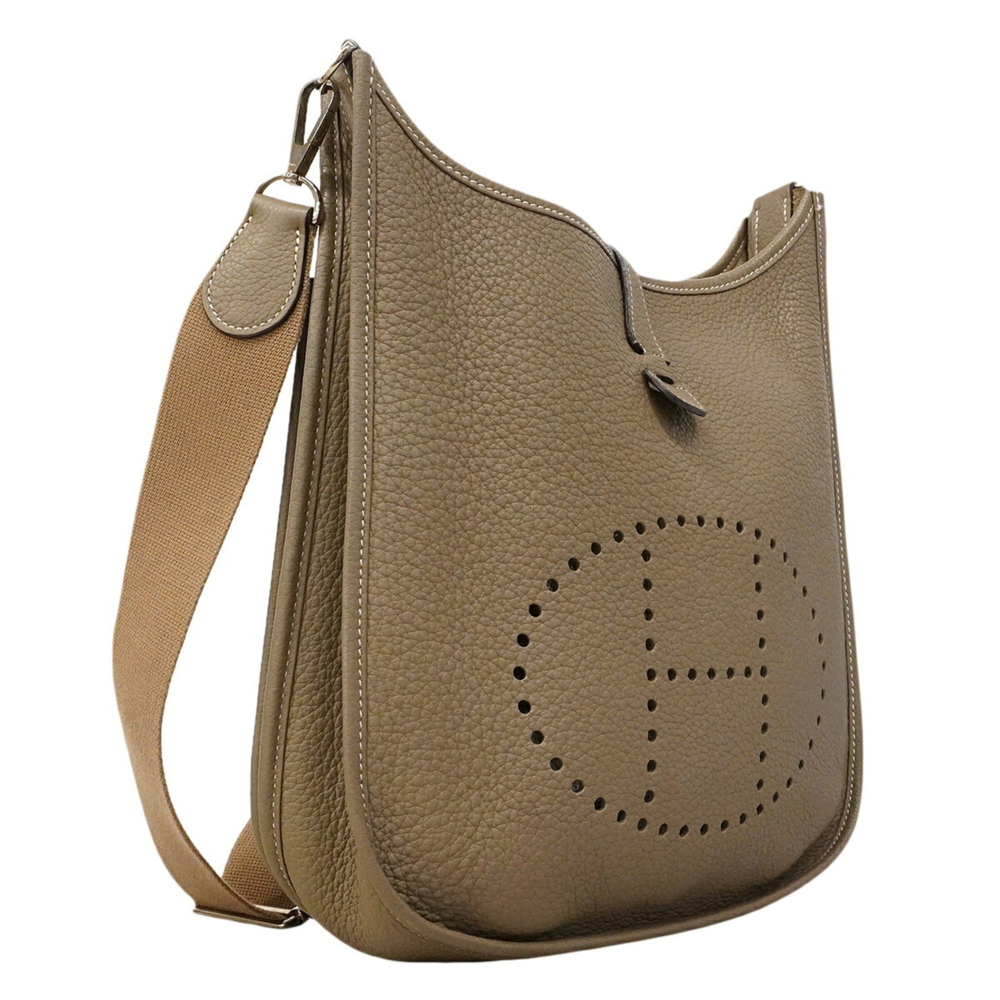 Hermes Etoupe Gray Taurillon Clemence Leather Shoulder Bag (Pre-Owned)