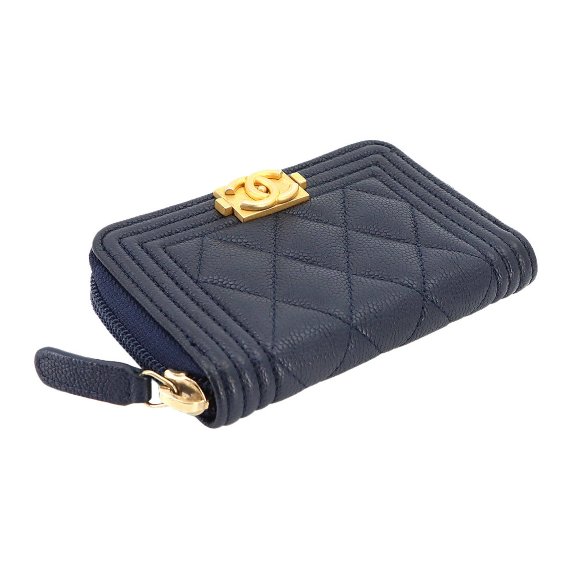 Chanel Navy Grained Calfskin Coin Purse/Coin Case (Pre-Owned)