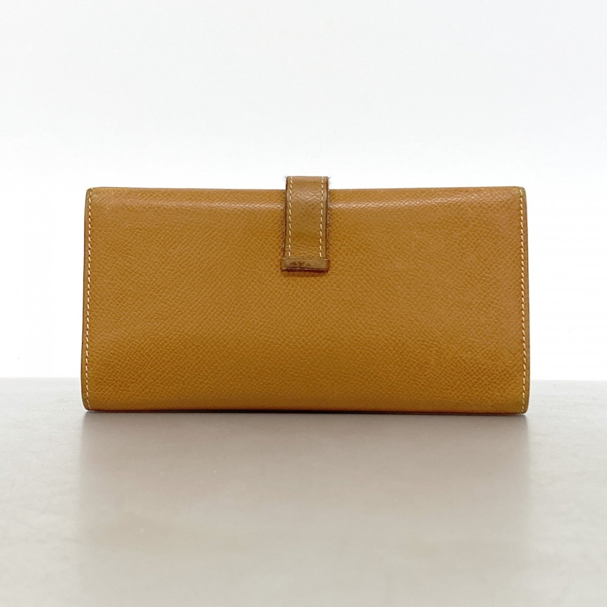 Hermes Gold Leather Long Wallet (Tri-Fold) (Pre-Owned)