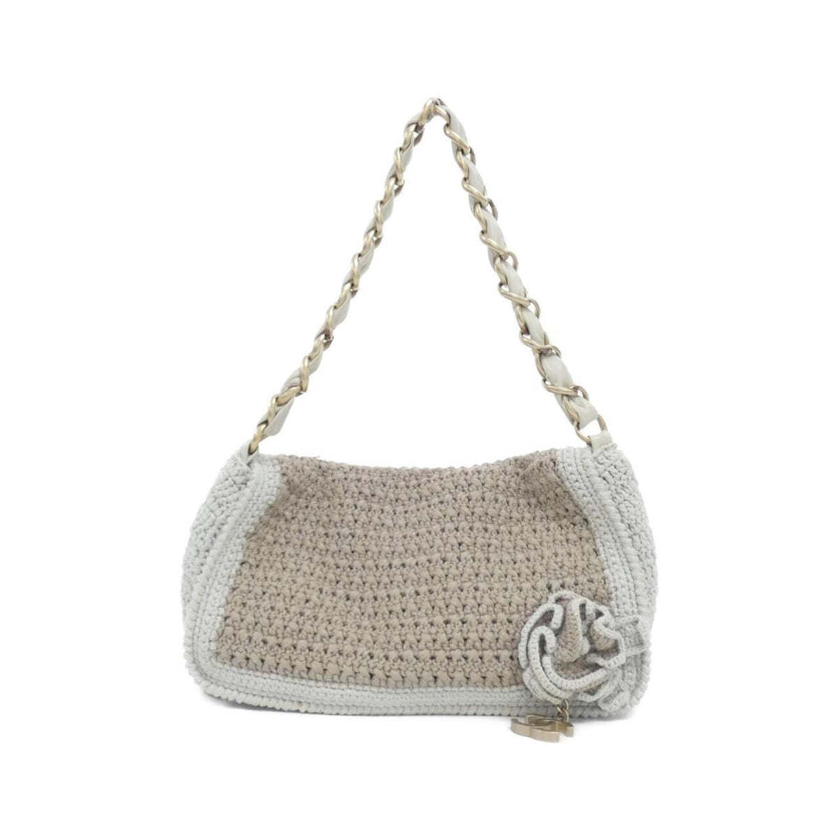 Chanel Beige Knit Shoulder Bag (Pre-Owned)