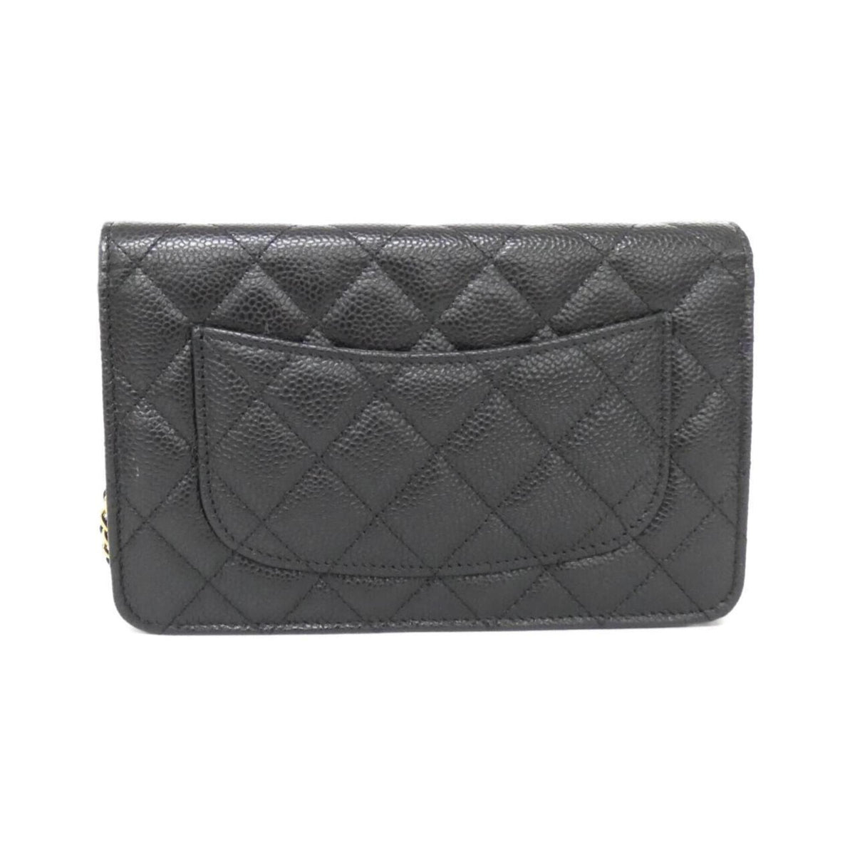 Chanel Black Bordeaux Grained Calfskin Chain/Shoulder Wallet (Pre-Owned)