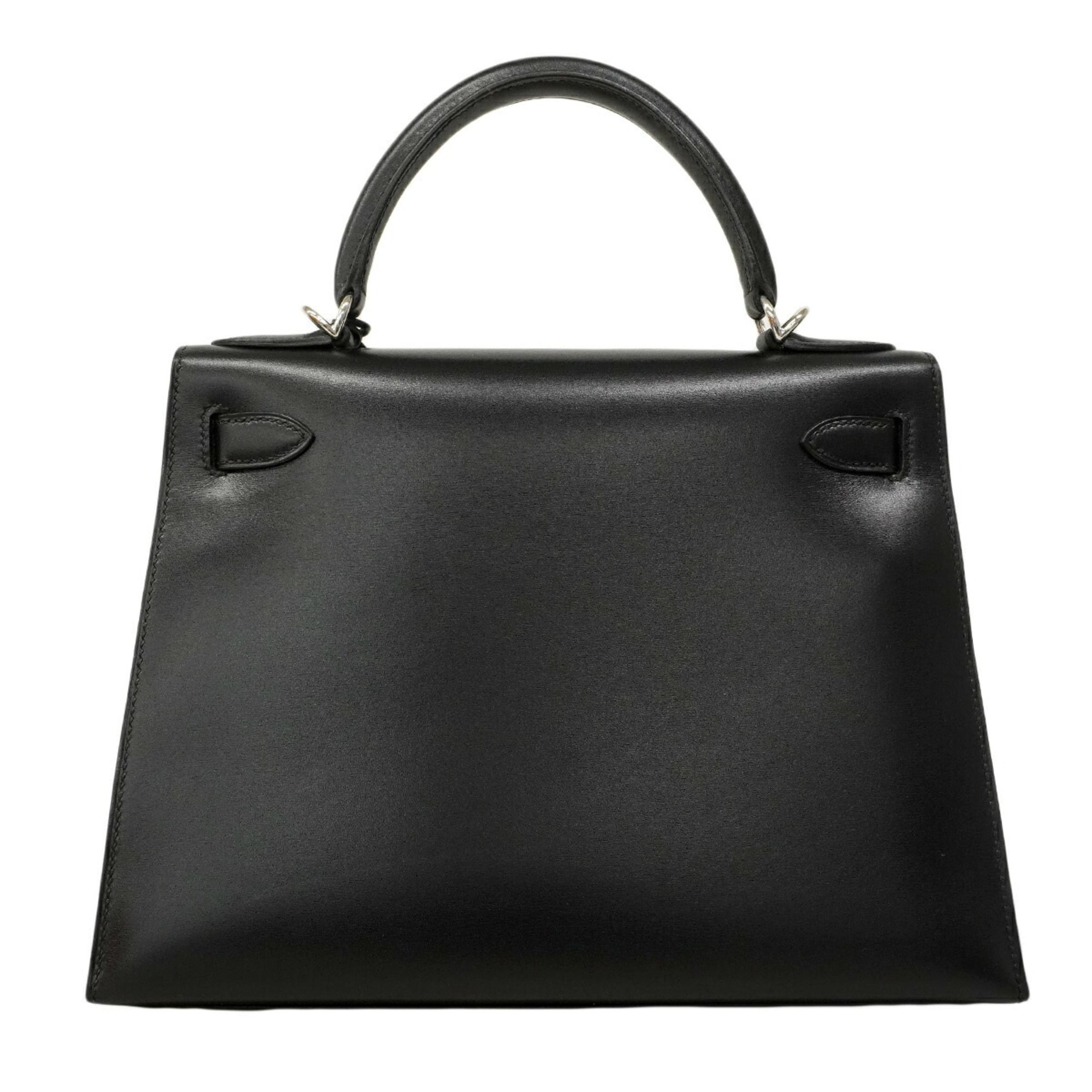 Hermes Black Box Calf Leather Handbag (Pre-Owned)